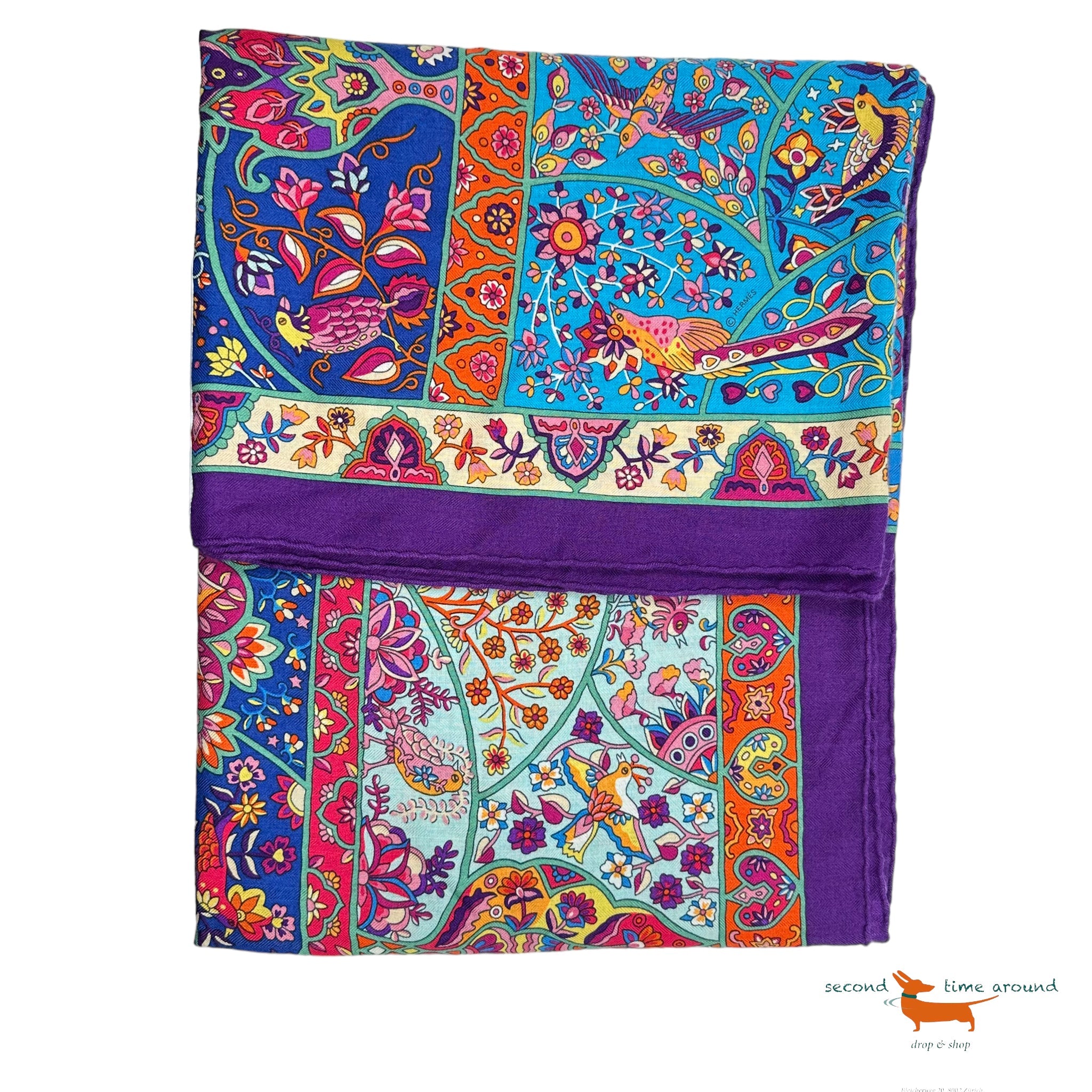 Hermes Scarf Cashmere Silk Au Pays des Oiseaux Fleurs