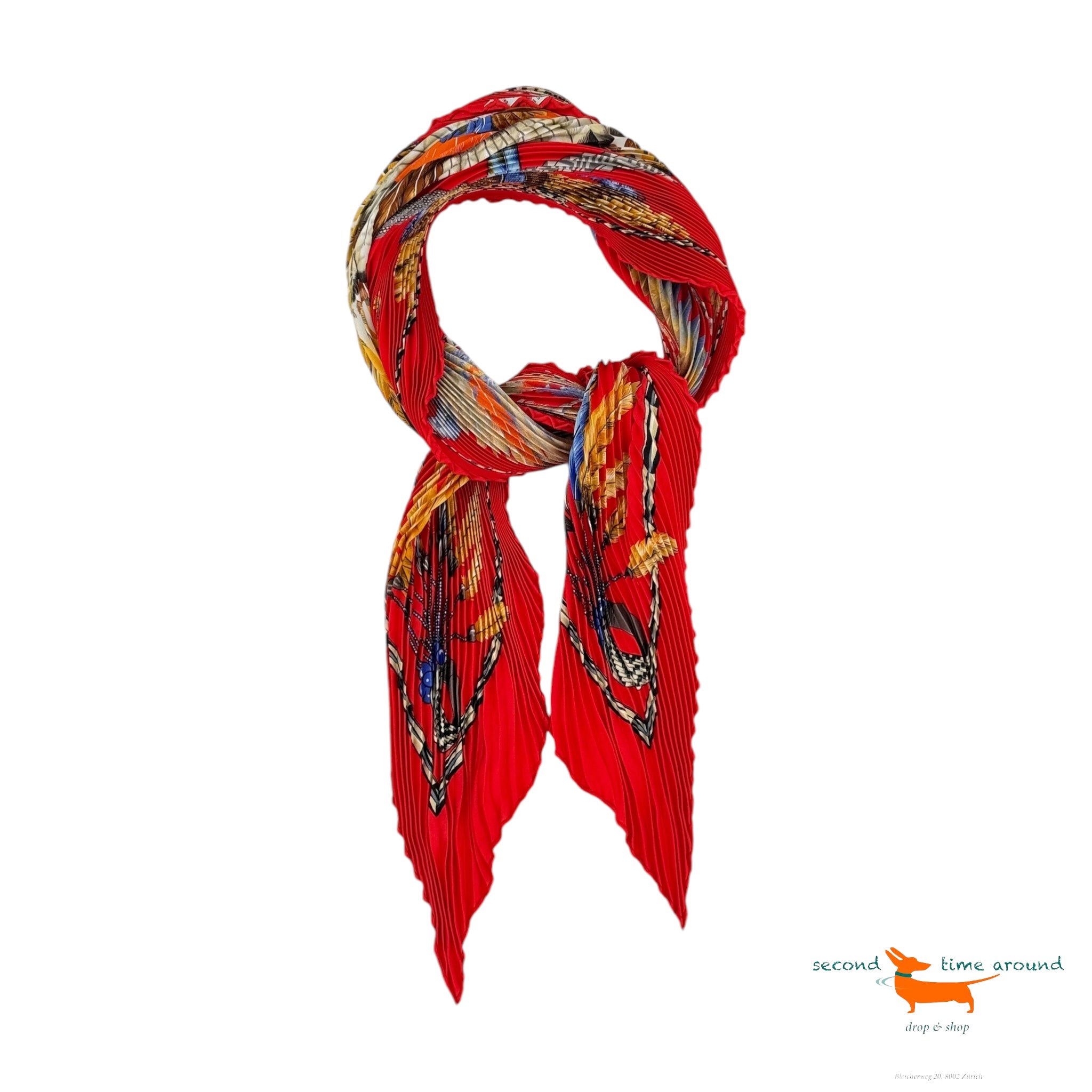 Hermès Brazil Pleated Silk Scarf