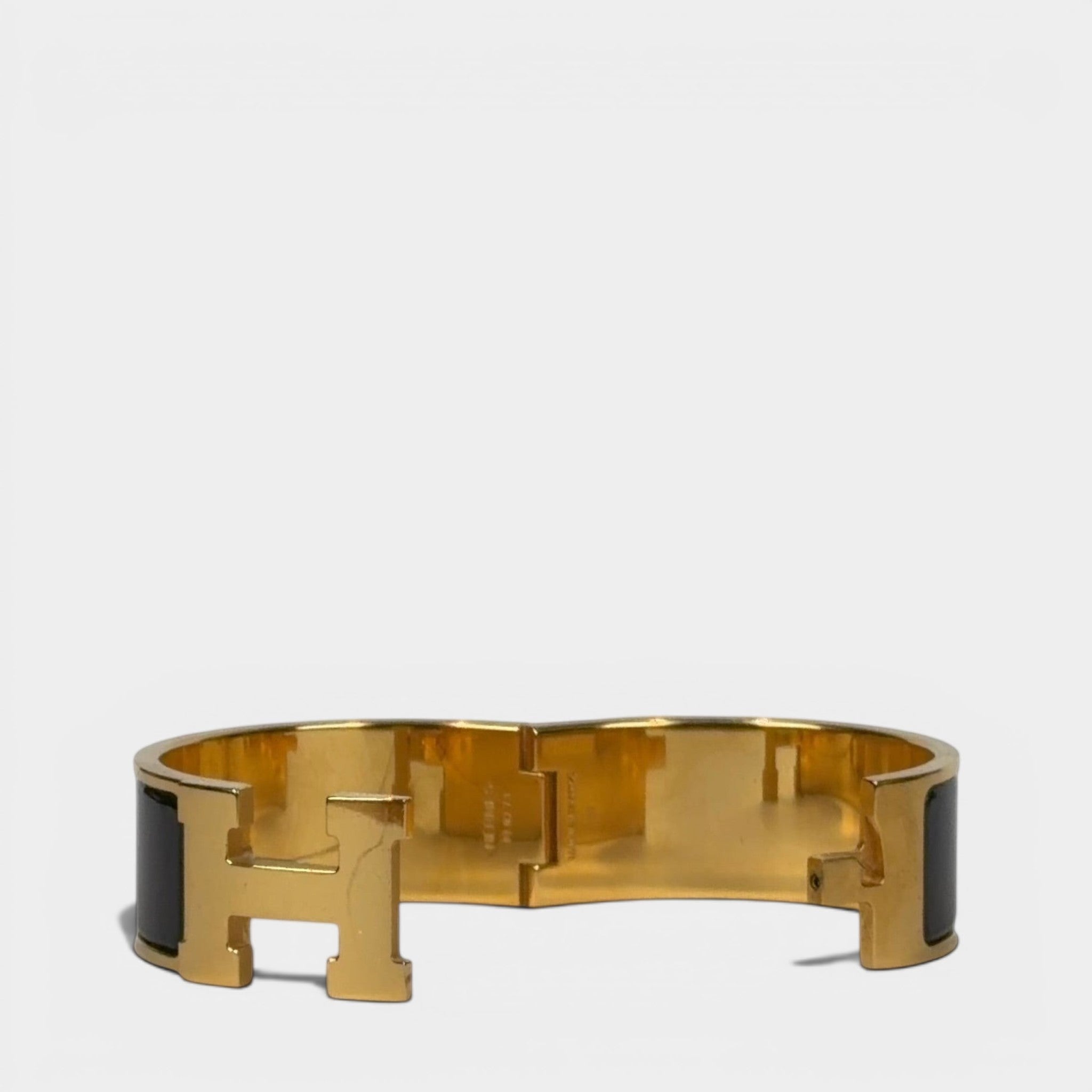 Hermes Bracelet Clic Clac H Plaque Or Noir PM
