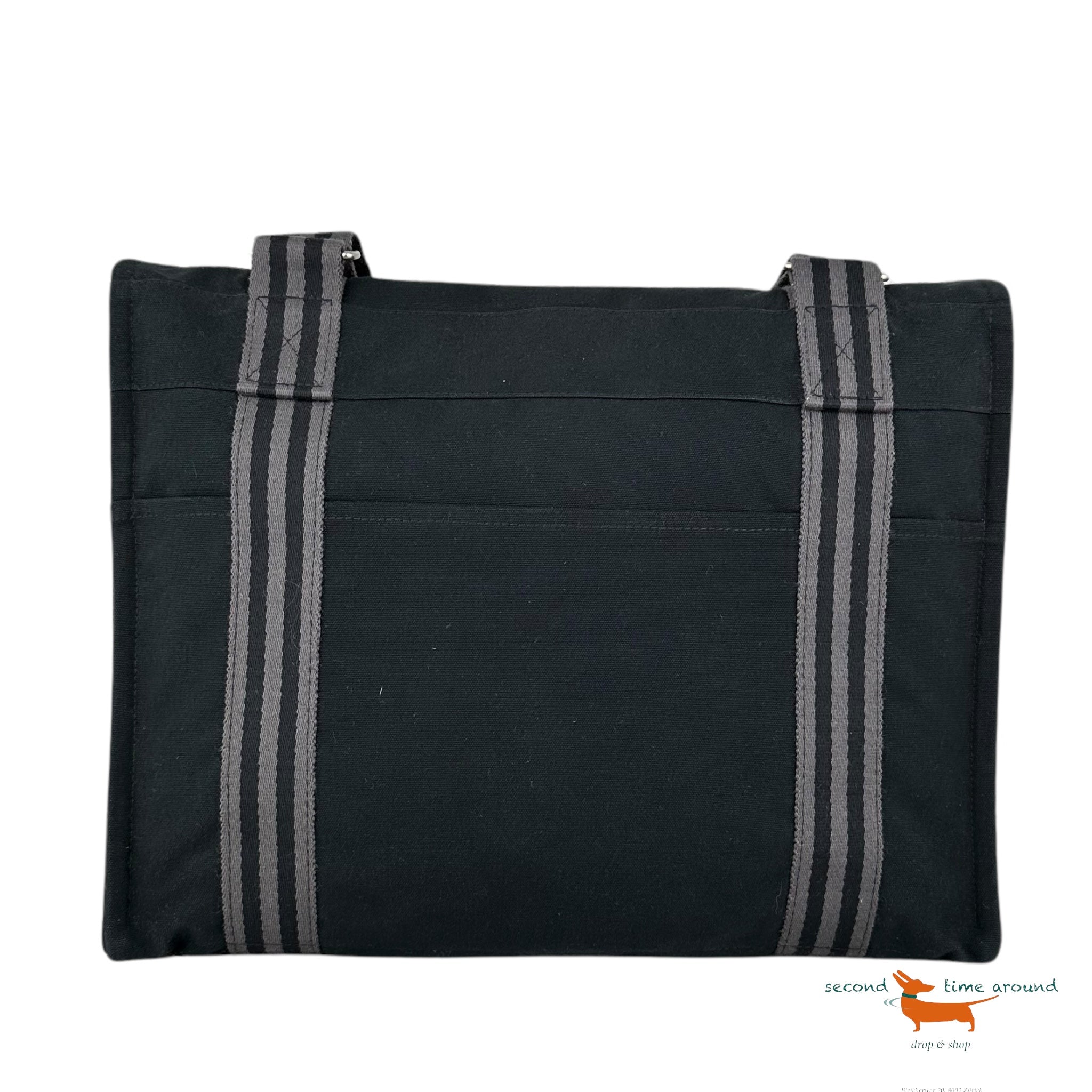Hermes Black Toile Canvas Herline Messenger Bag