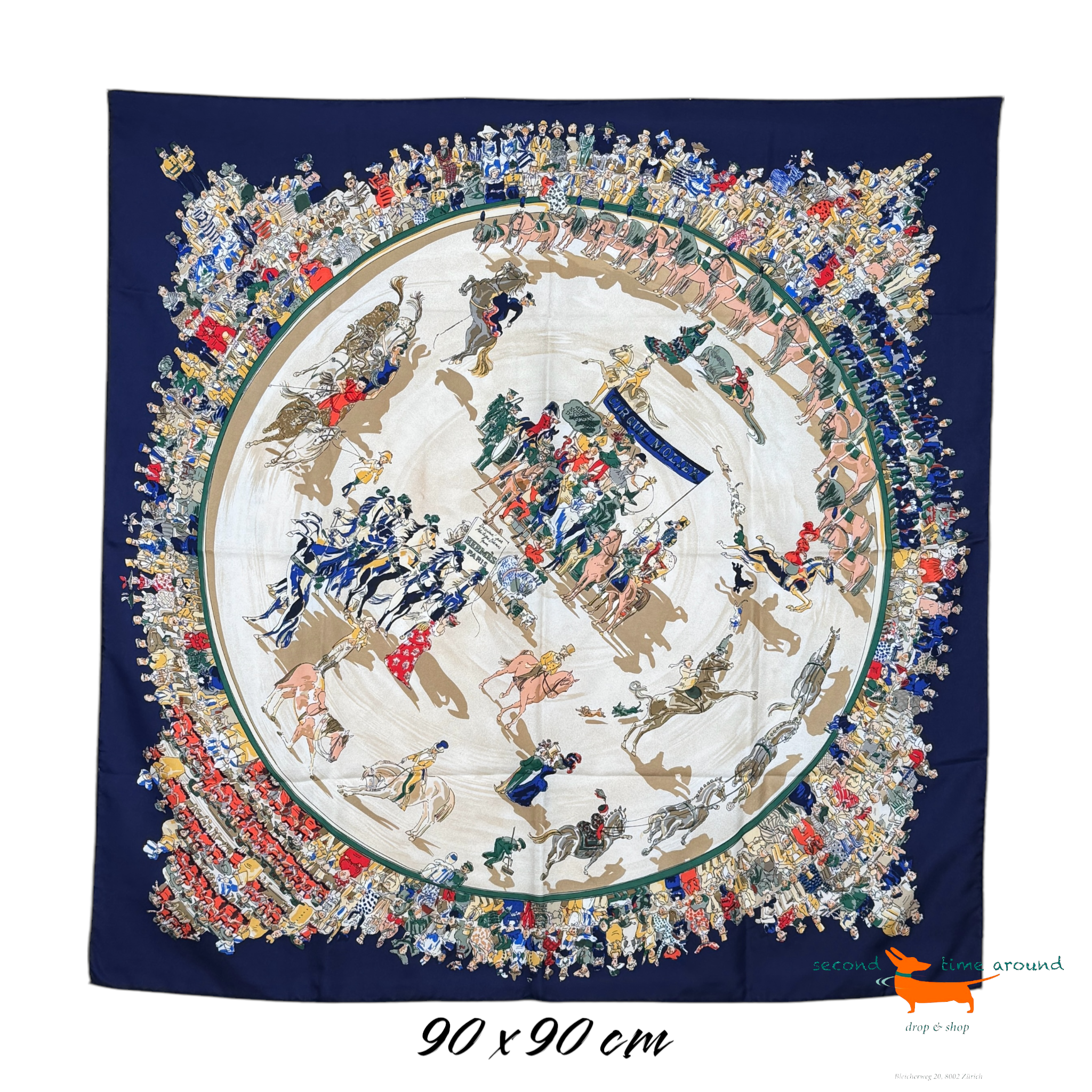 Hermes Silk Scarf Cirque Molier by Philippe Dumas