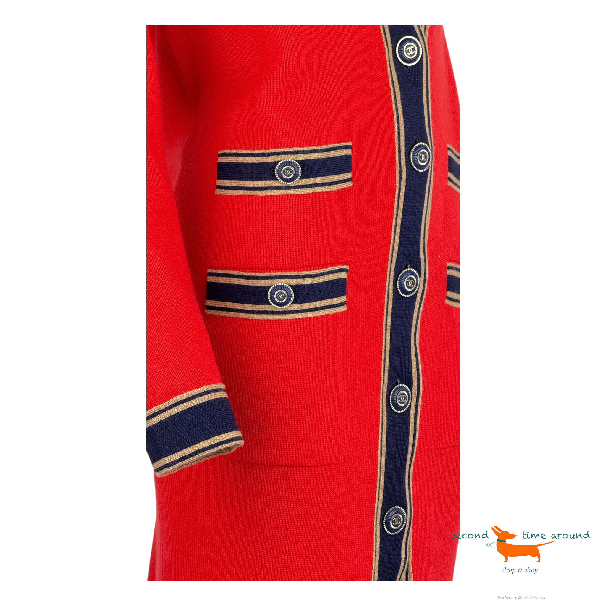 Chanel 2020 Deep V-Neck Long Cashmere Cardigan Red