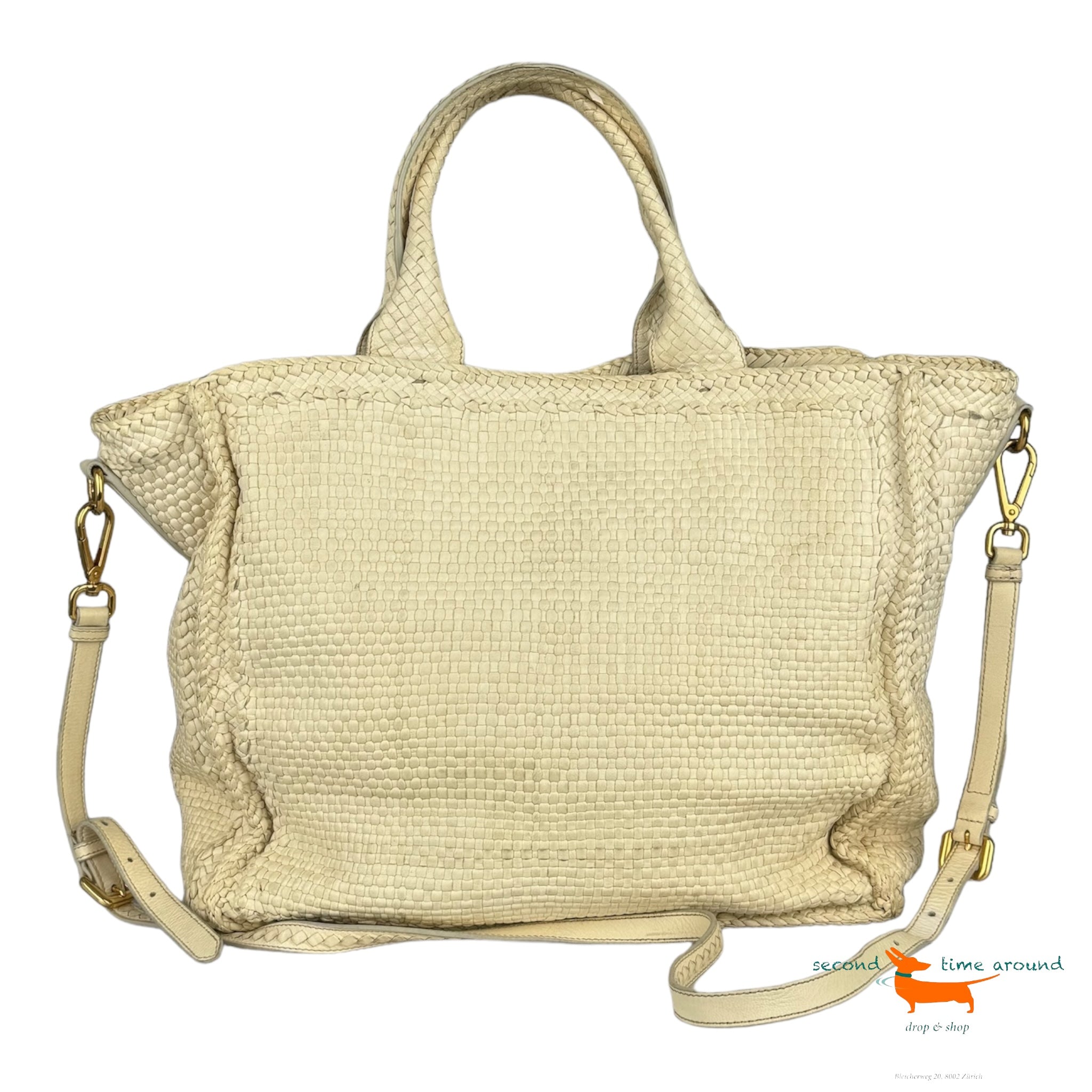 Prada Madras Woven Tote Bag