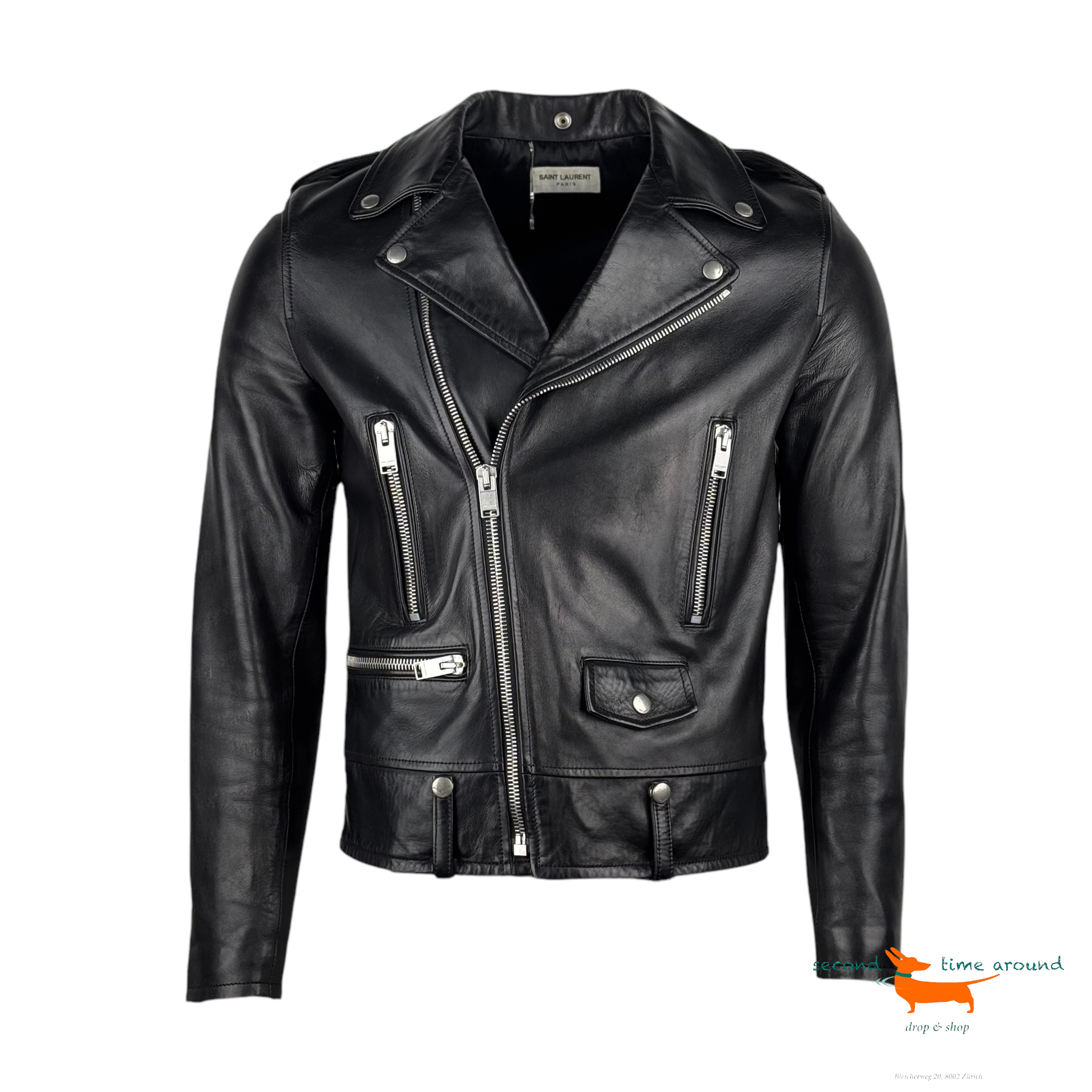 Saint Laurent Motorcycle Jacket In Plunged Lambskin