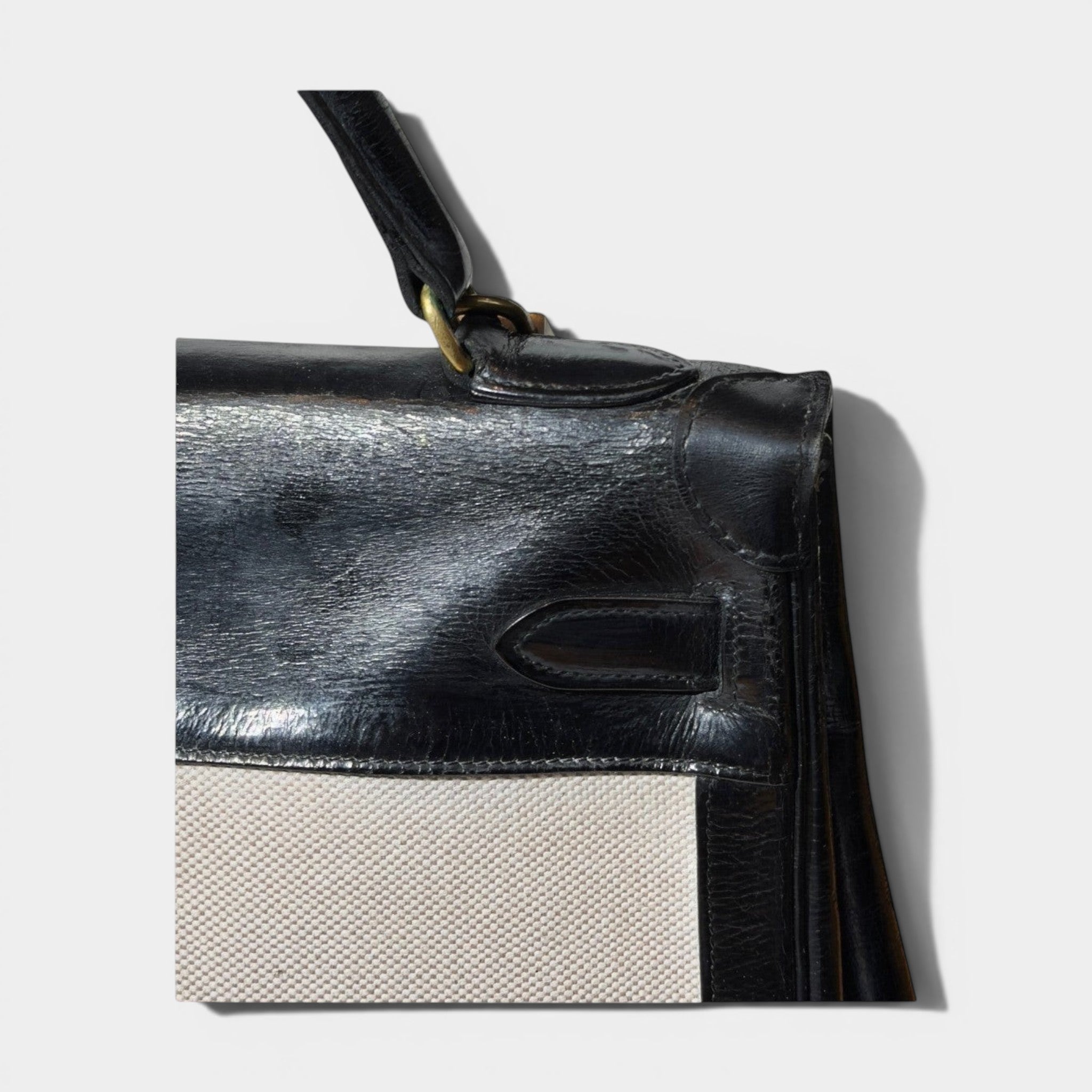 Hermes Kelly Vintage Canvas Leather 32 Bag
