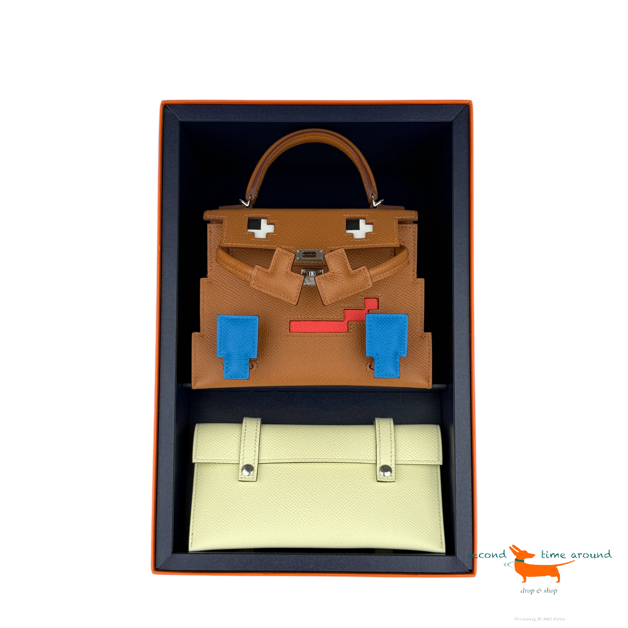 Hermès Limited Edition Gold , Bleu Zanzibar, Rose Texas And Jaune Milton Epsom Quelle Idole Kelly Doll Picto Palladium Hardware Bag
