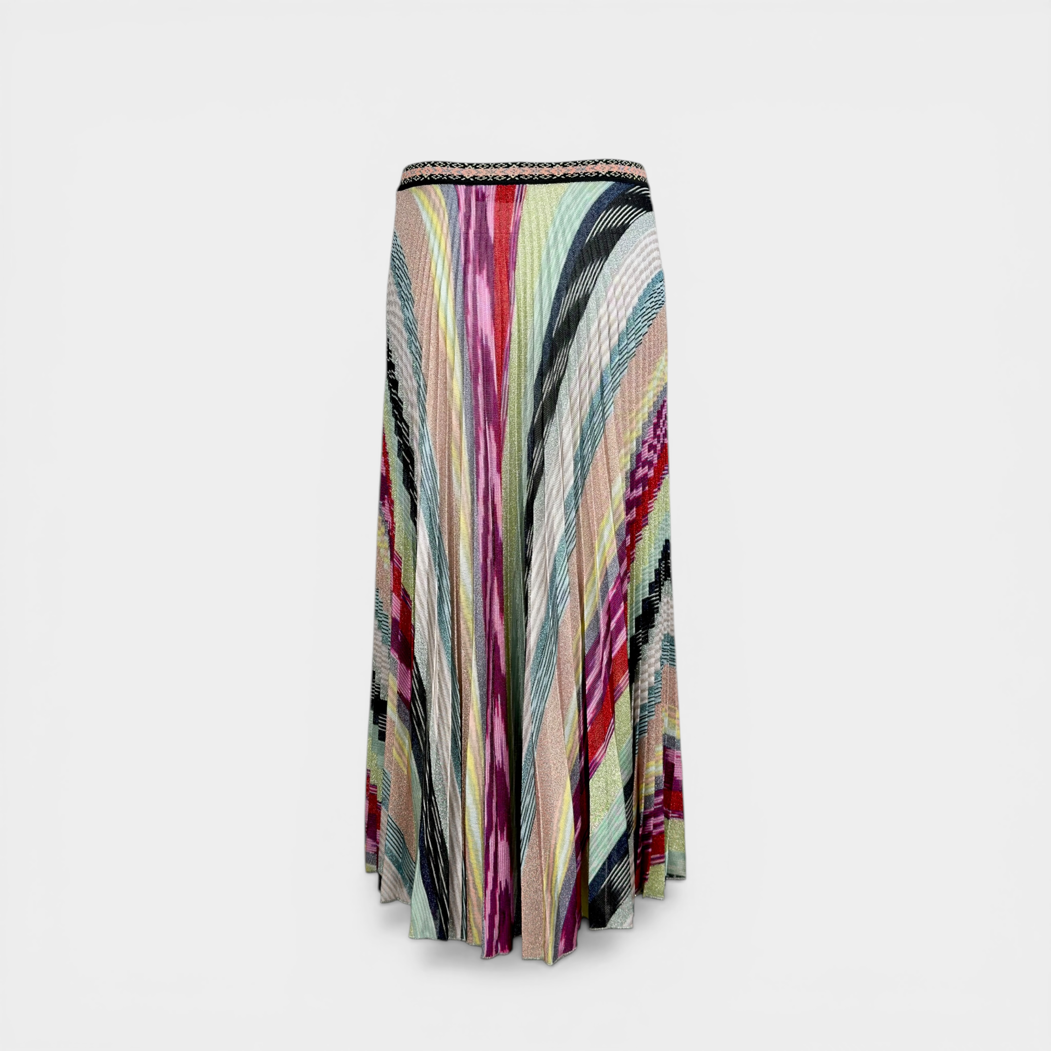 Missoni Pleated Metallic Crochet-Knit Midi Skirt