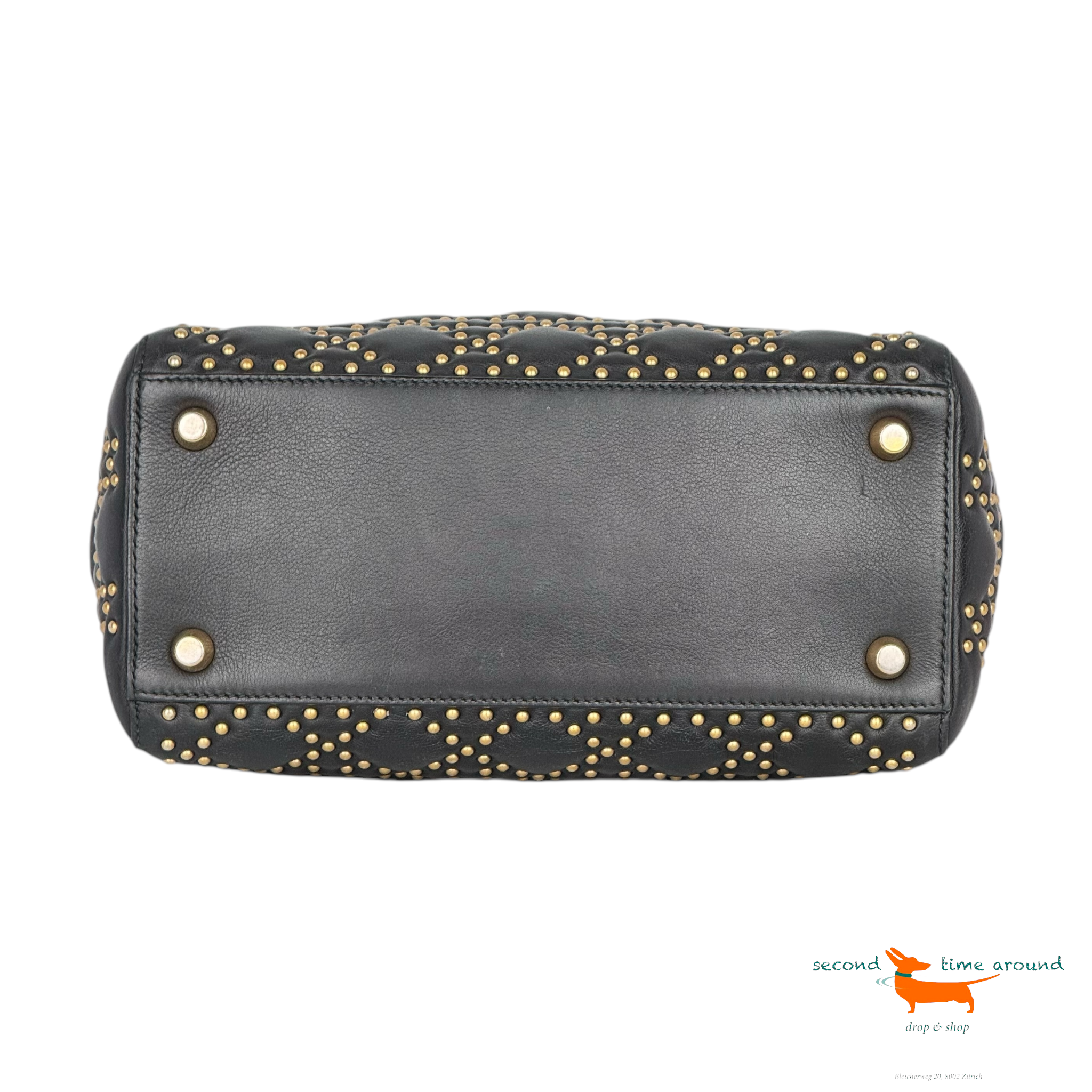 Christian Dior Lady Dior 2WAY Tasche Goldnieten Schwarz Bag