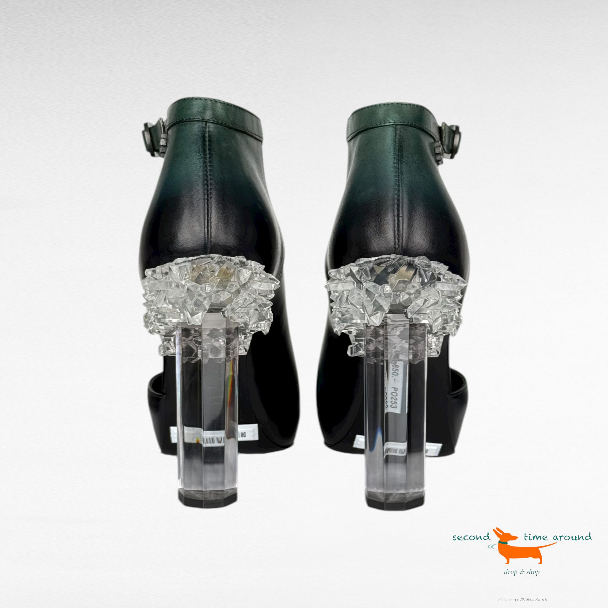 Chanel Crystal Heels from 2012 Runway Dark Green