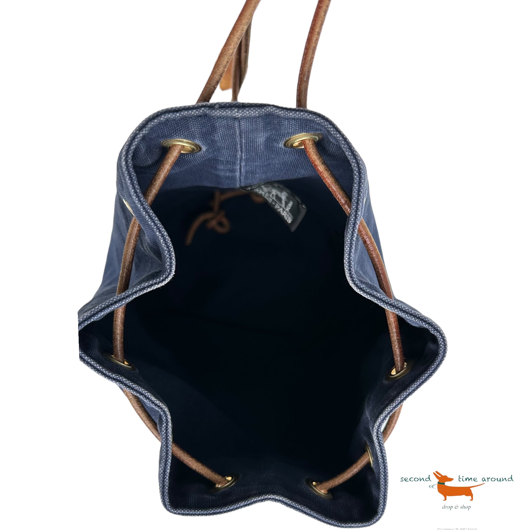 Hermes Blue Matelot Tote Bag in Cotton and Leather