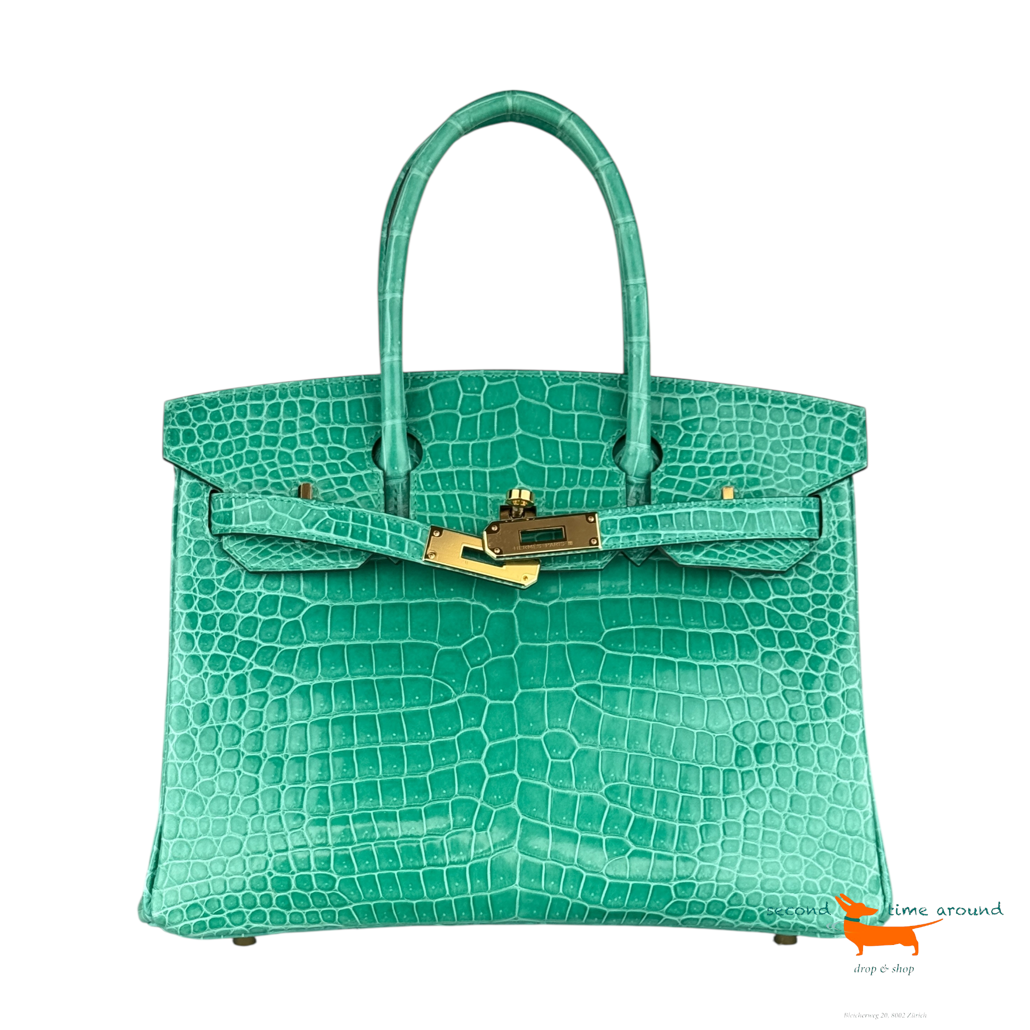 Hermes Birkin 30 Vert Jade Porosus Crocodile Limited Edition Bag