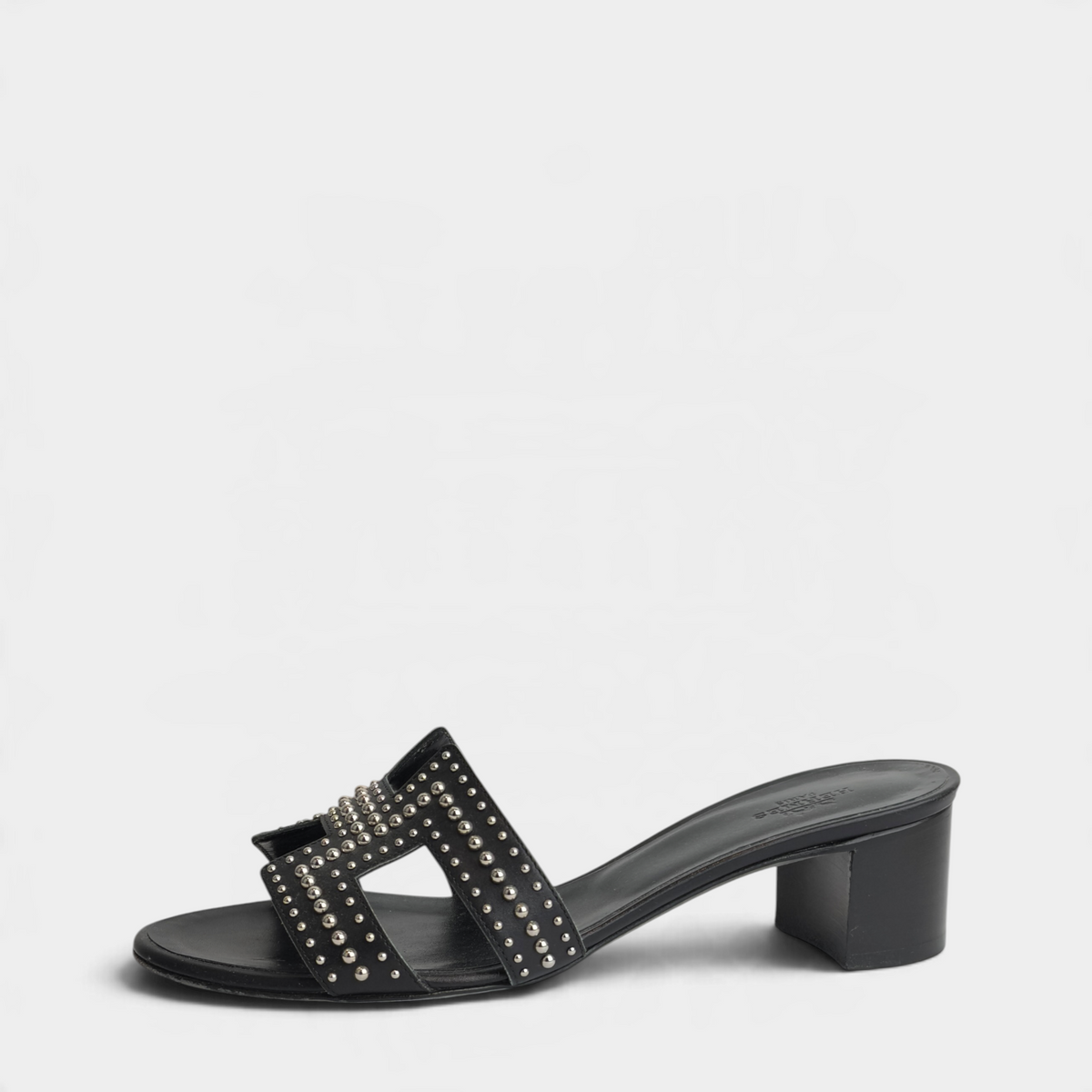 Hermes Black Studded Leather Oasis Sandals