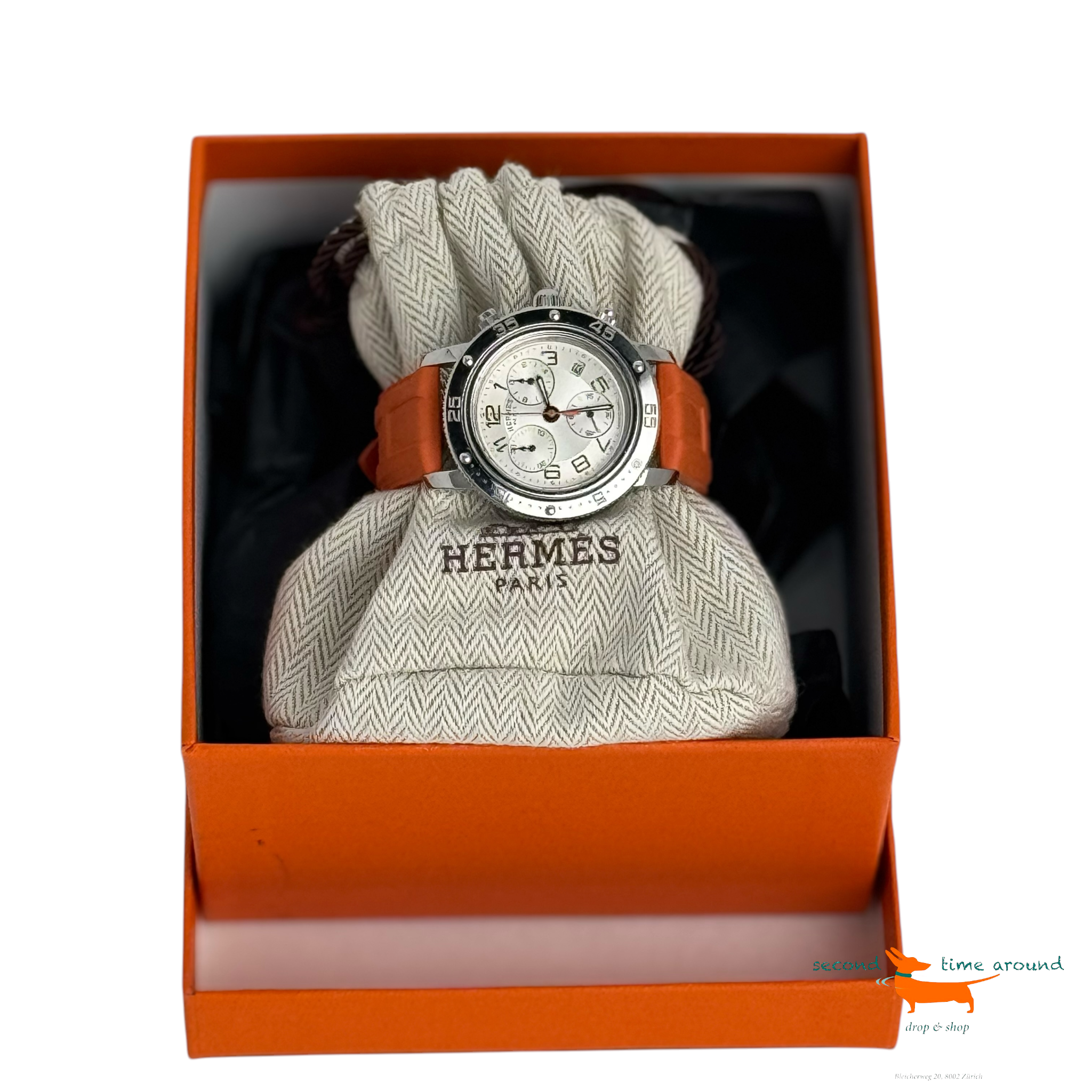 Hermes Clipper gm cp2.410 Chrono 36mm Quartz Acier Caoutchou Clipper GM Watch
