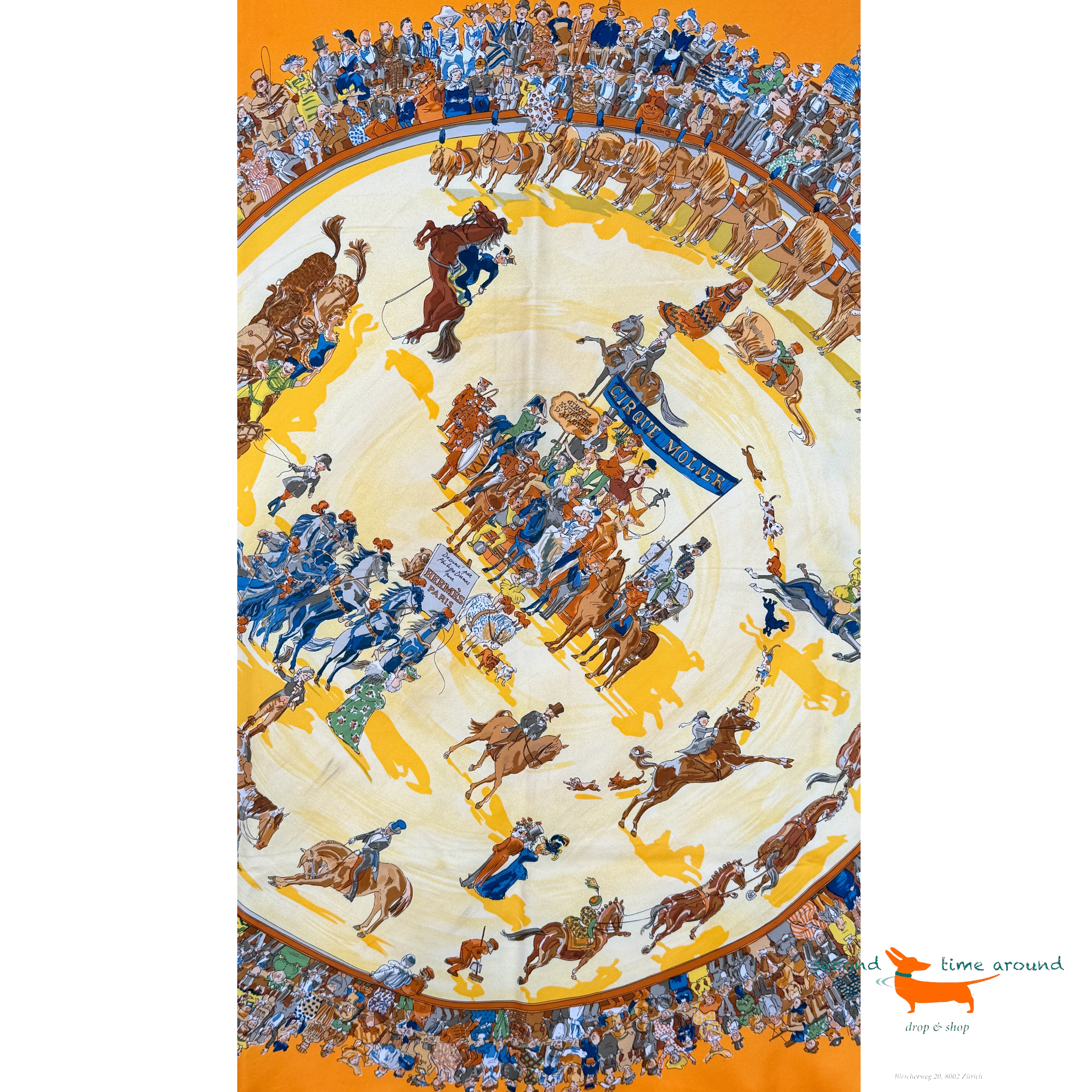 Hermes Silk Scarf Cirque Molier by Philippe Dumas