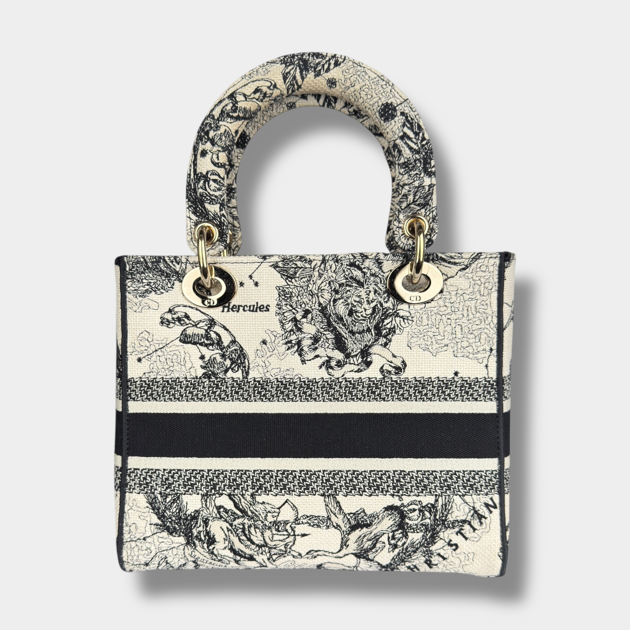 Christian Dior Lady Dior D-Lite Hercules Canvas Ivory Black