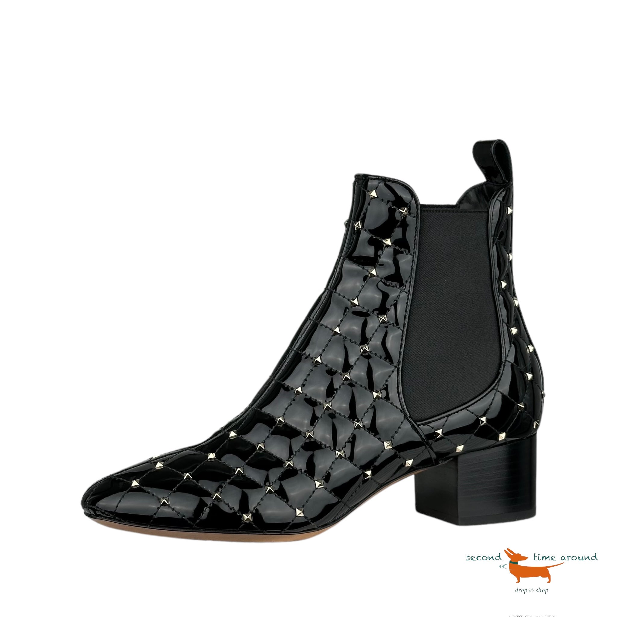 Valentino Rockstud patent leather booties
