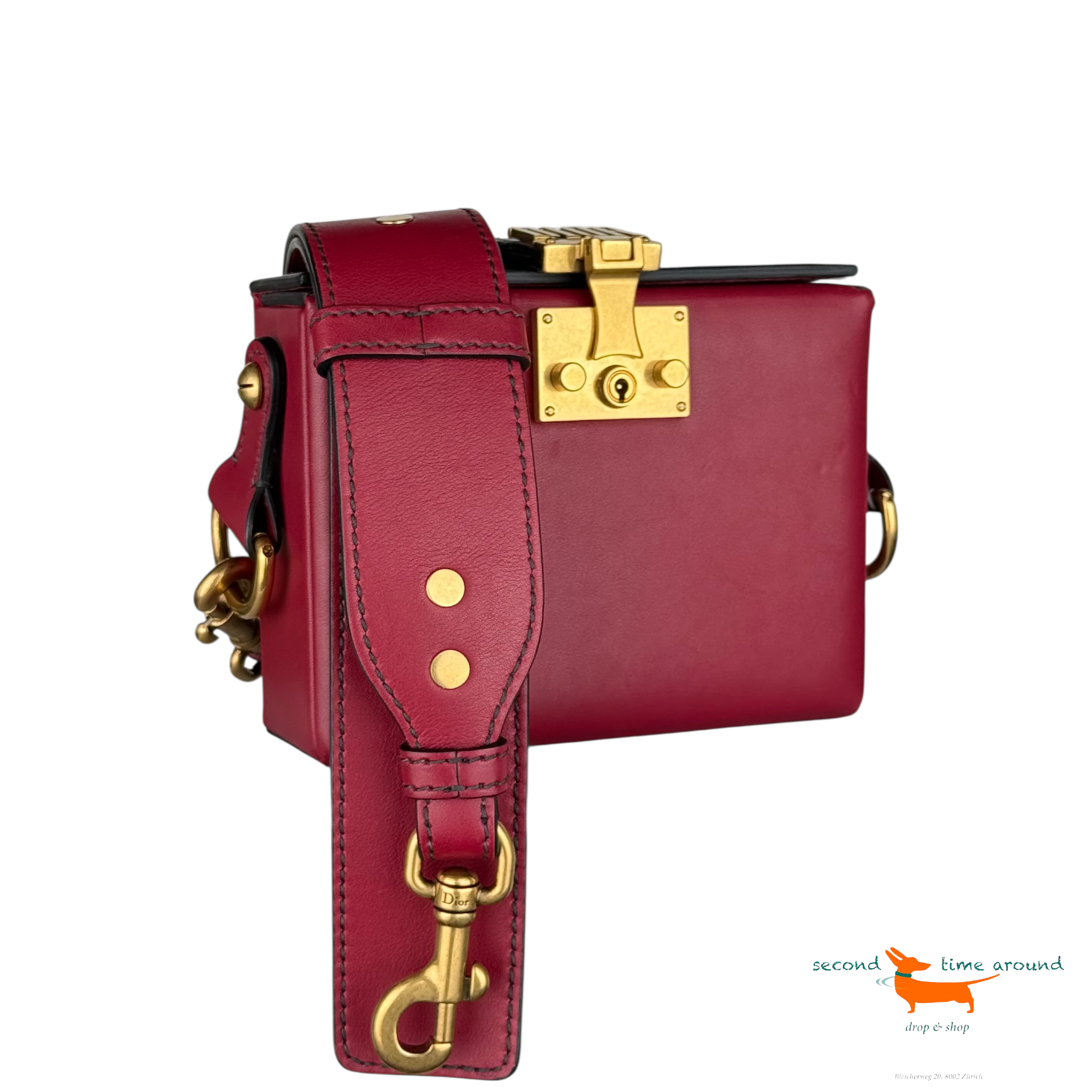 Dior Lambskin Dioraddict Lockbox Red Bag
