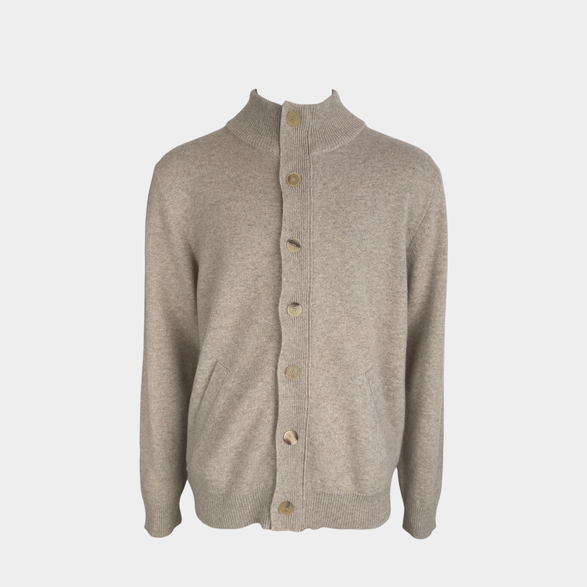 Brioni Cashmere Cardigan with Leather Trim