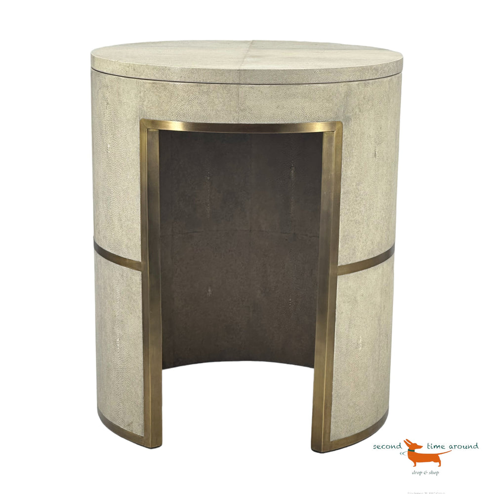 Side Table in Shagreen and Bronze-Patina Brass by R&Y Augousti