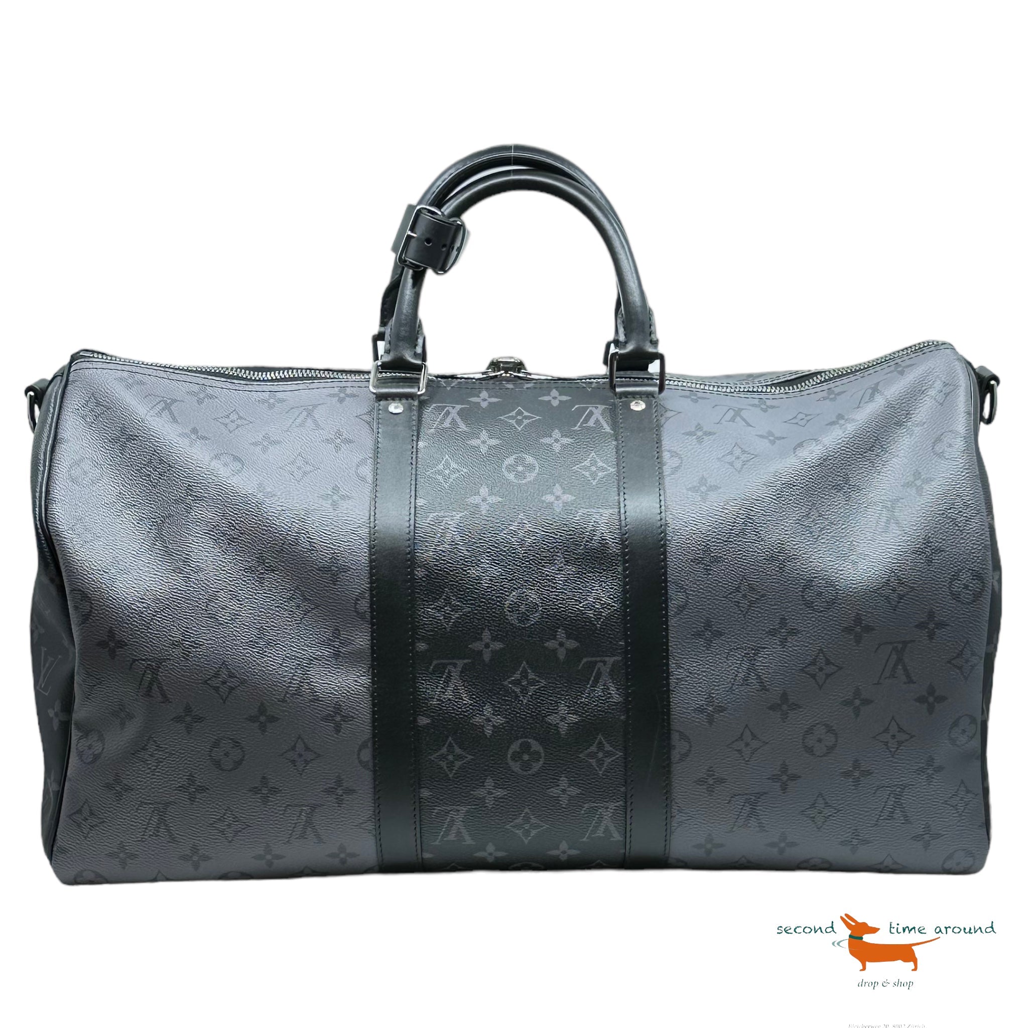 Louis Vuitton Keepall Bandouliere 50 Monogram Eclipse Black Boston Bag