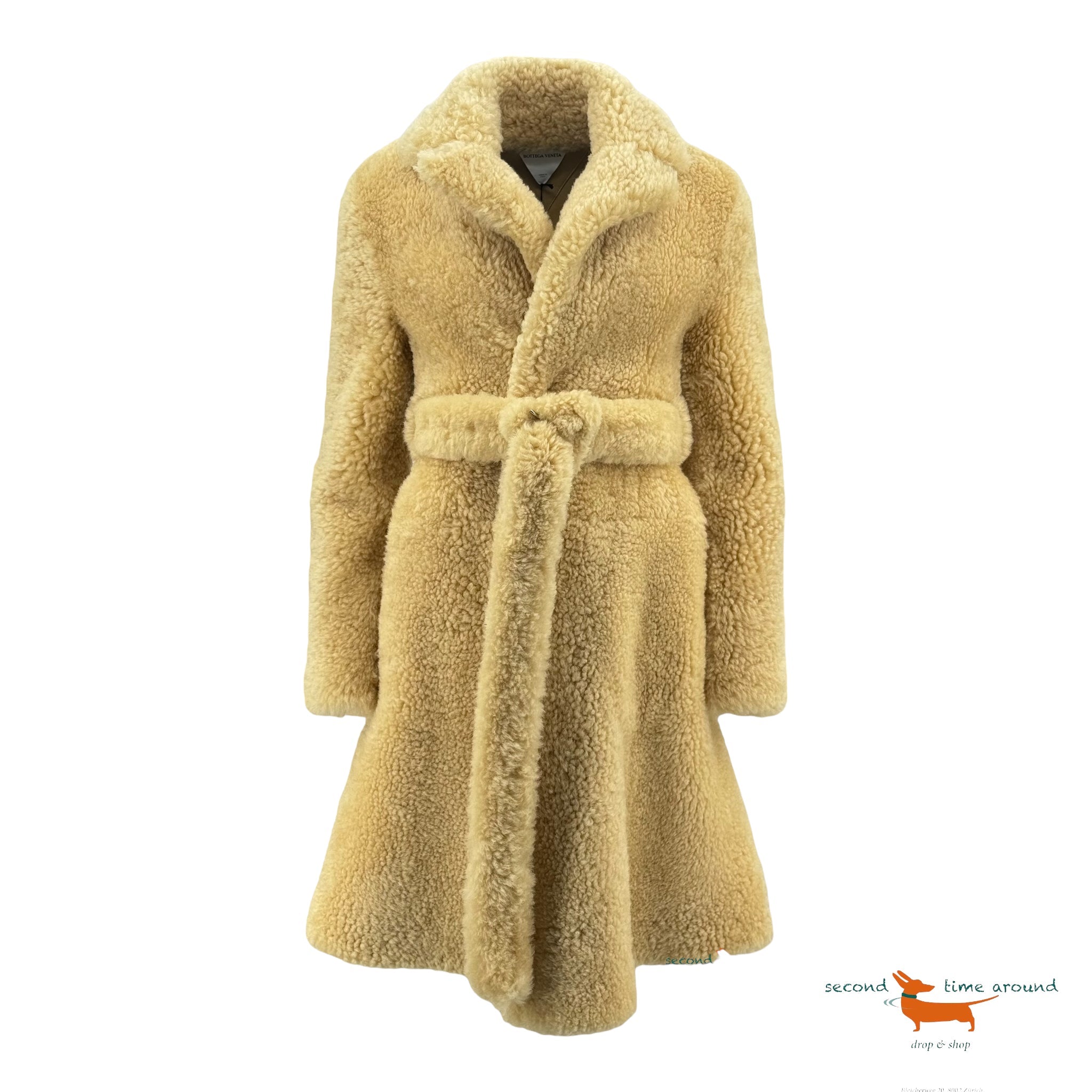 Bottega Veneta Teddy Shearling Coat with Belt