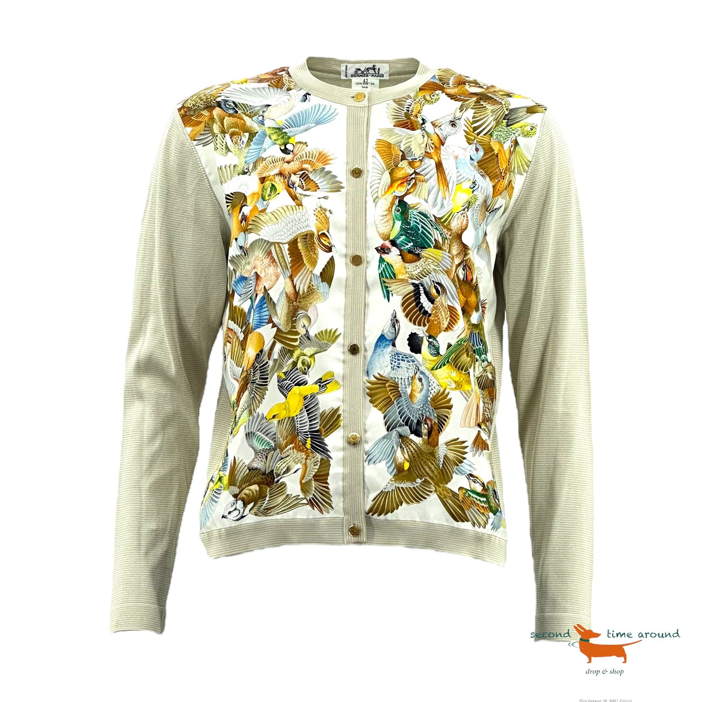 Hermes Silk Foulard Print Cardigan
