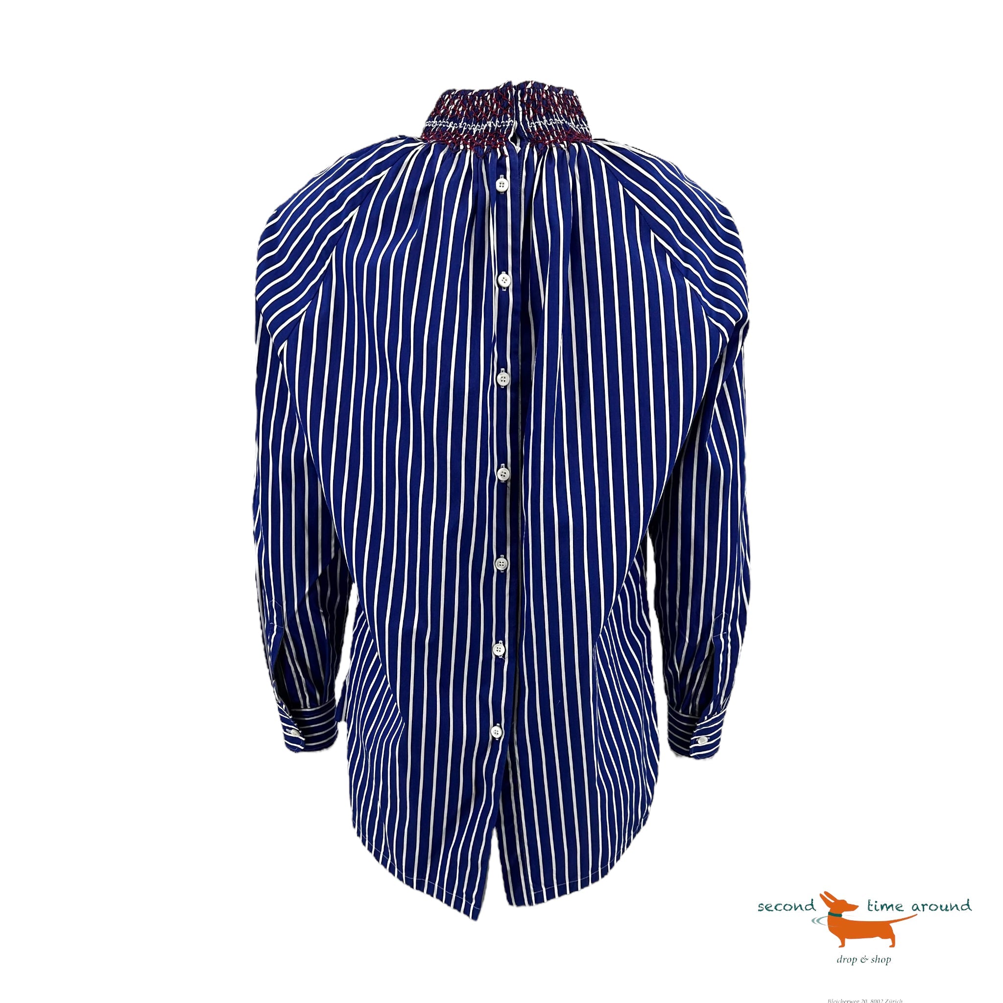 Prada Embroidered Cotton Smocked Blouse