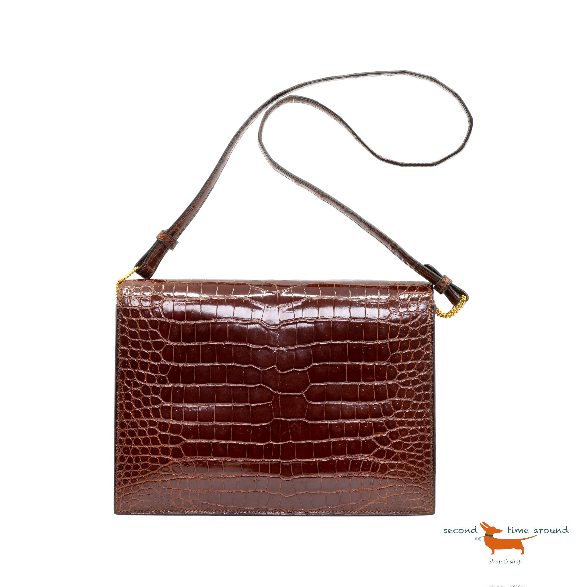 Hermes Faco" en crocodile porosus Brown Bag