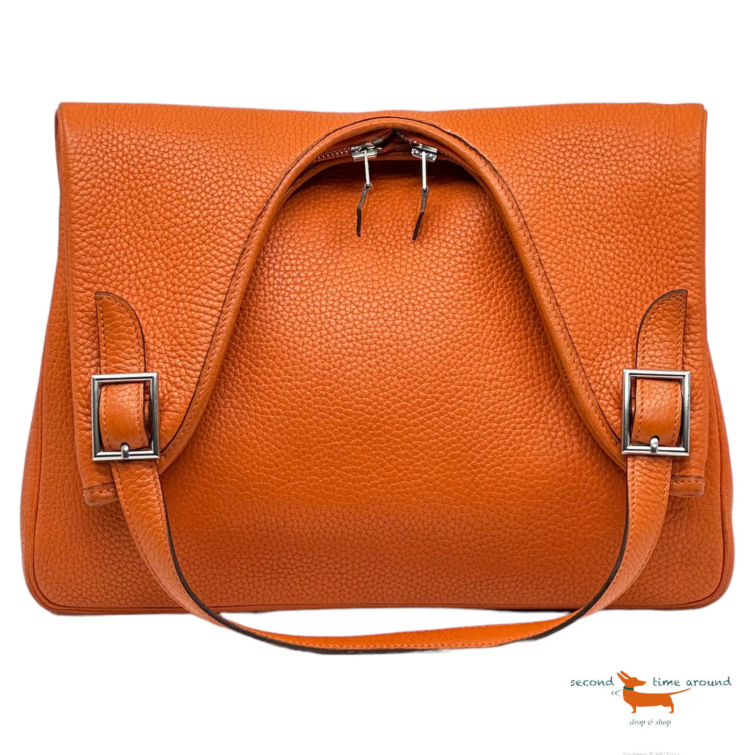 Hermes orange Clemence leather Massai Hobo Bag