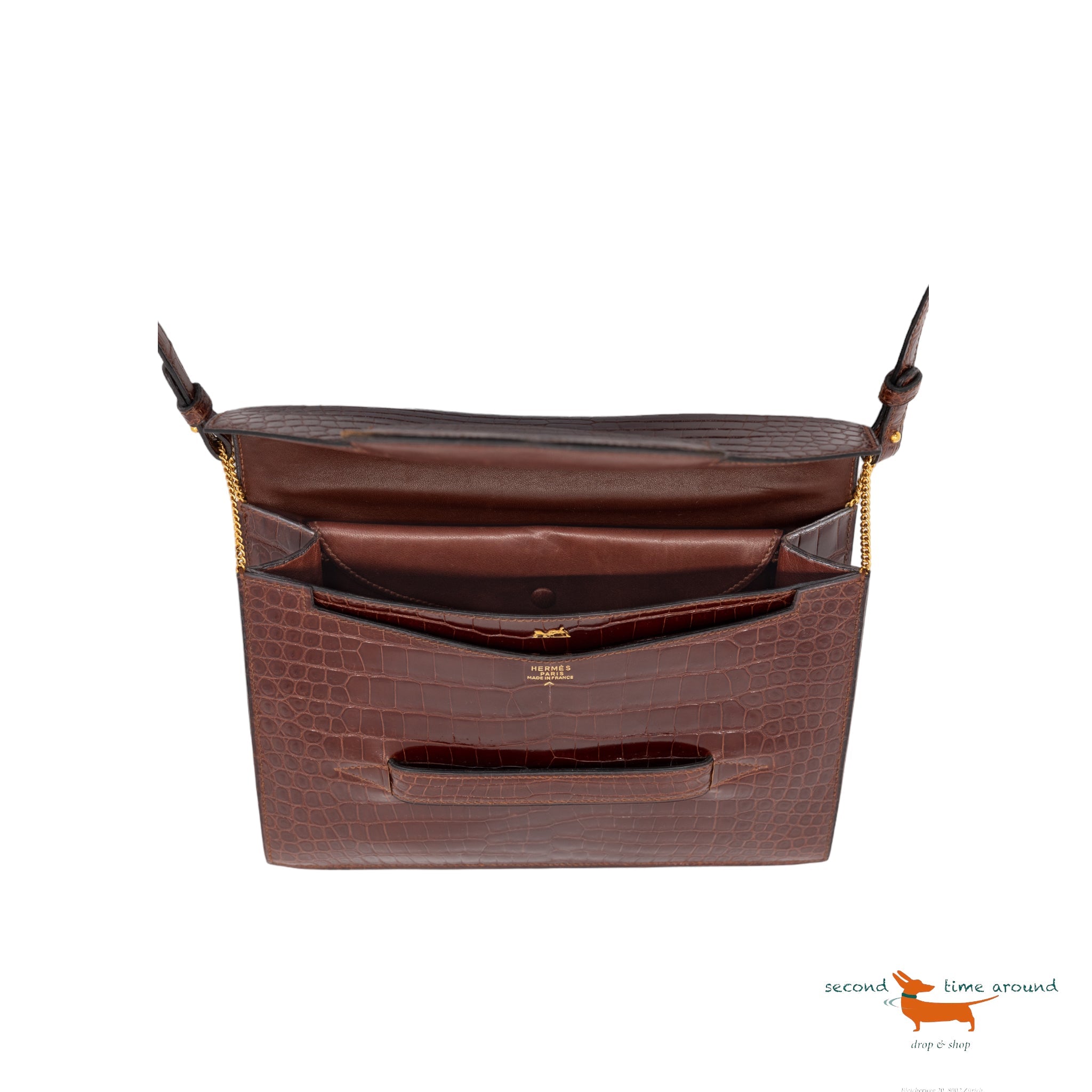 Hermes Faco" en crocodile porosus Brown Bag