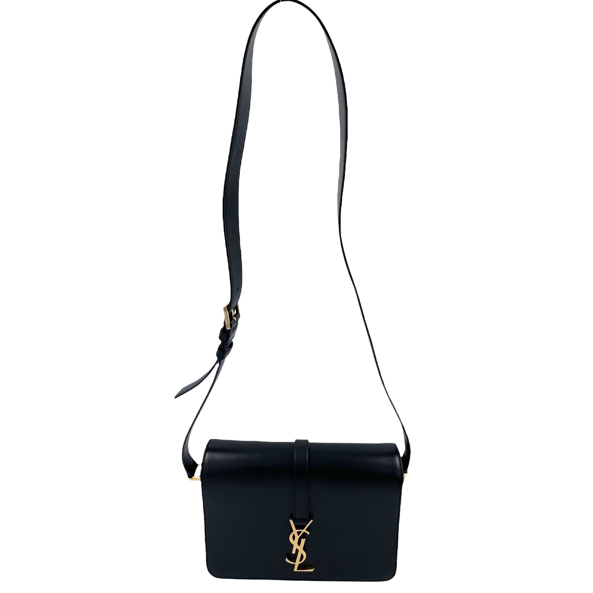 Yves Saint Laurent Black Smooth Calfskin Leather Monogramme Sac Universite Medium Shoulder Bag