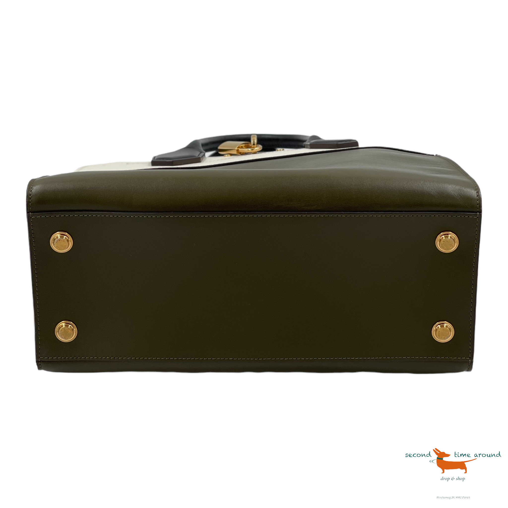 Louis Vuitton Khaki/White City Stream MM Tote Handbag