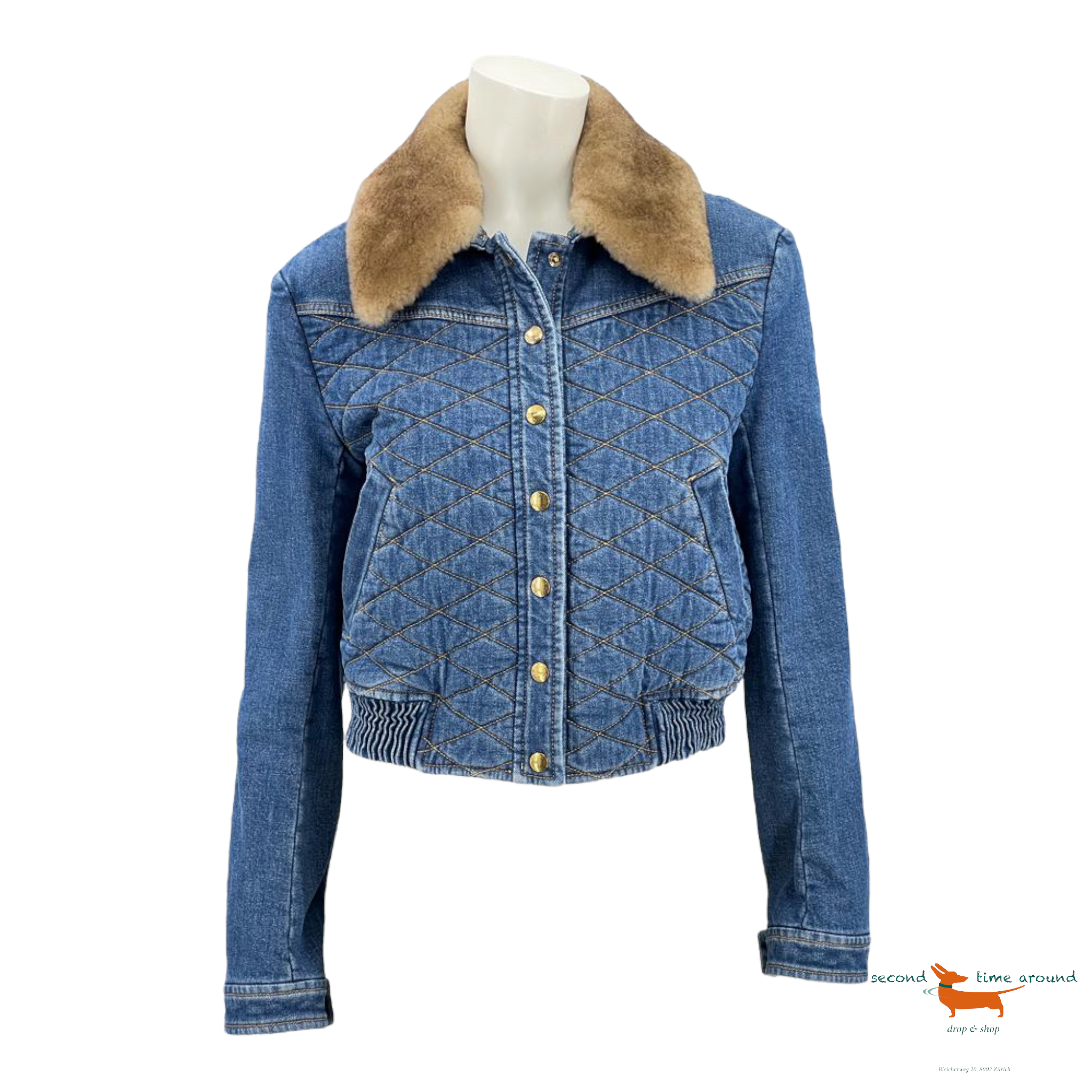 Louis Vuitton Patch Denim Shearling Jacket