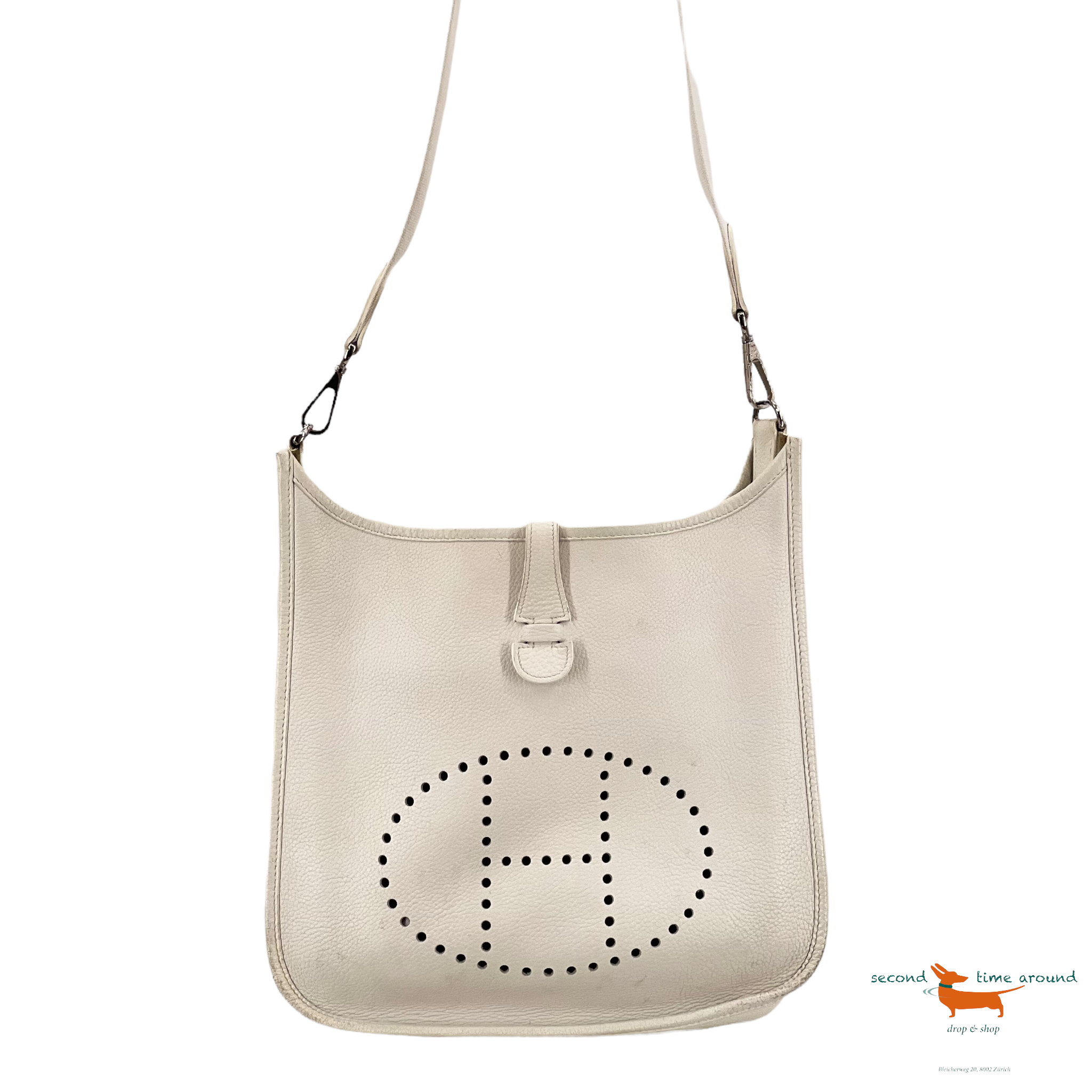Hermes Evelyne small shoulder bag in white Epsom leather