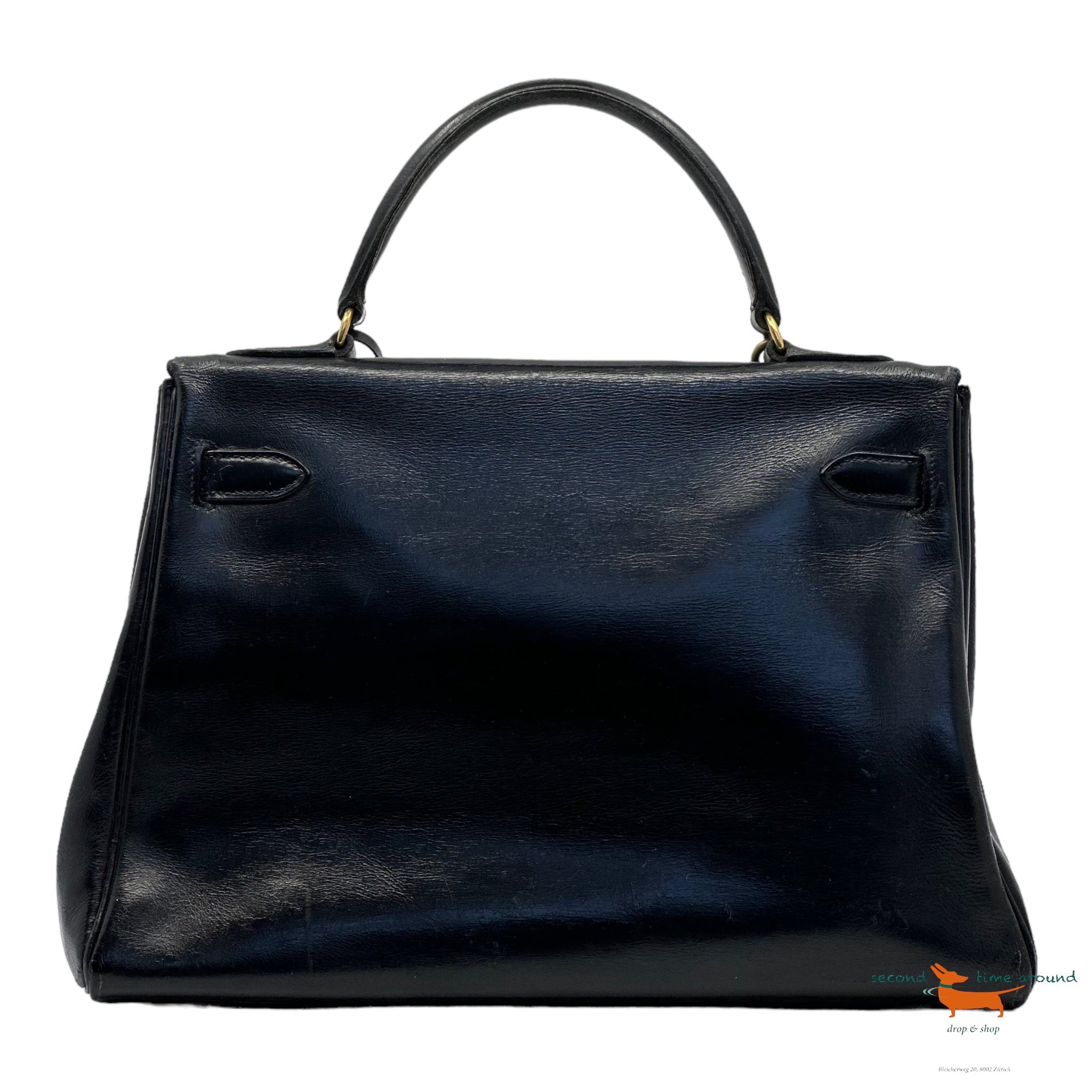 Hermes Kelly 32 Black Boxcalf Bag
