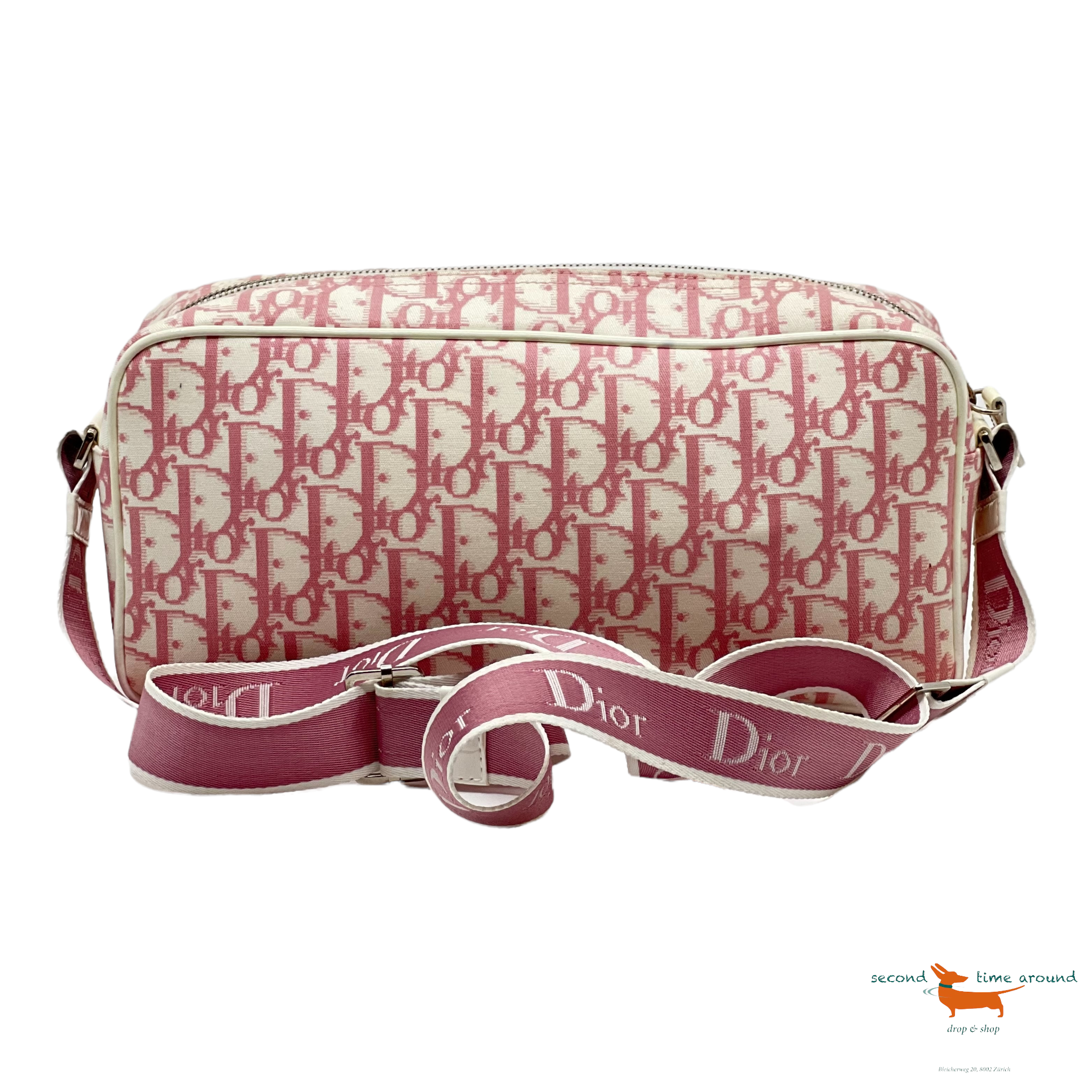 Dior Oblique Monogram Trotter Pink Coated Canvas Cross Body Bag