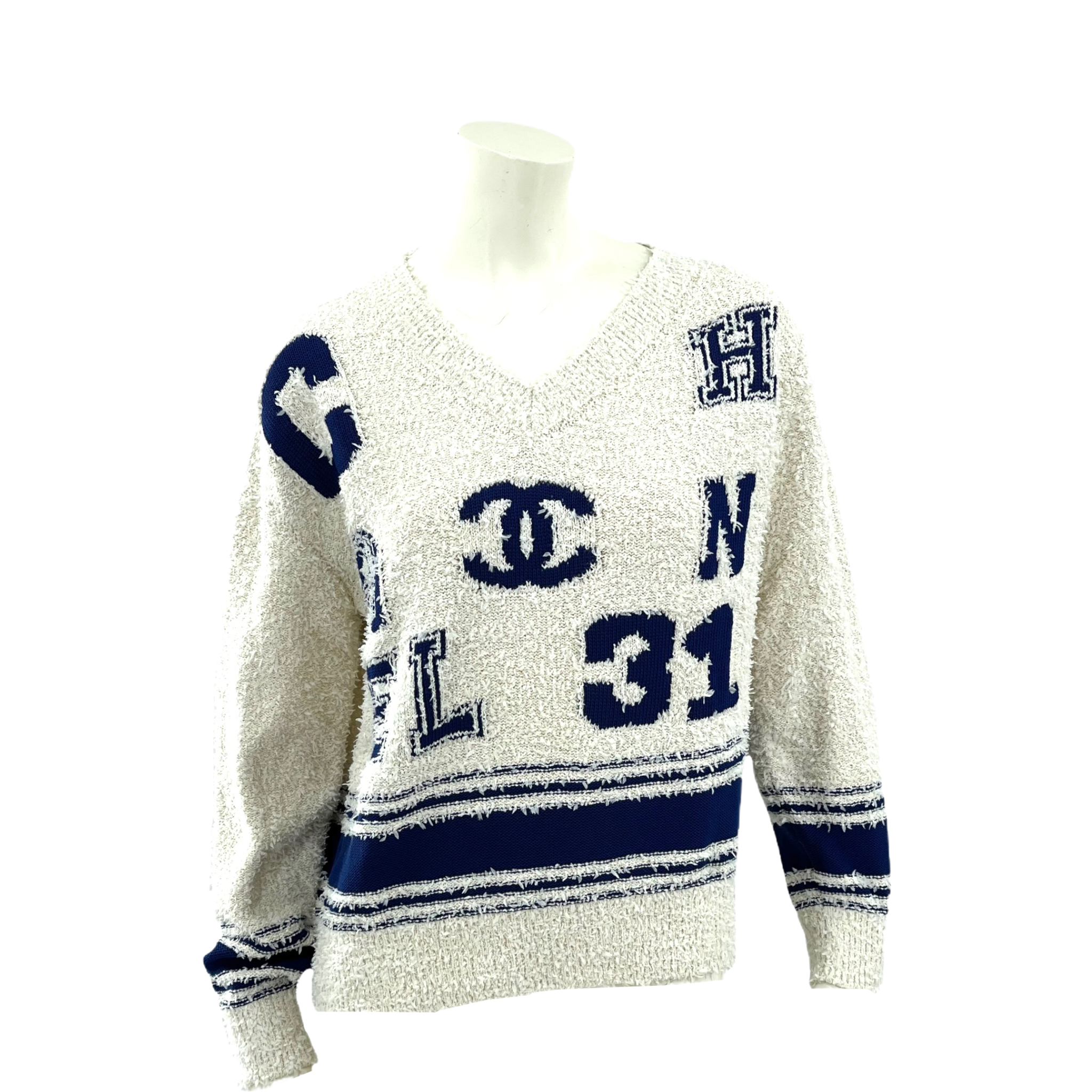 Chanel Varsity Iconic Logo Pullover Sweater Size 38 Fr