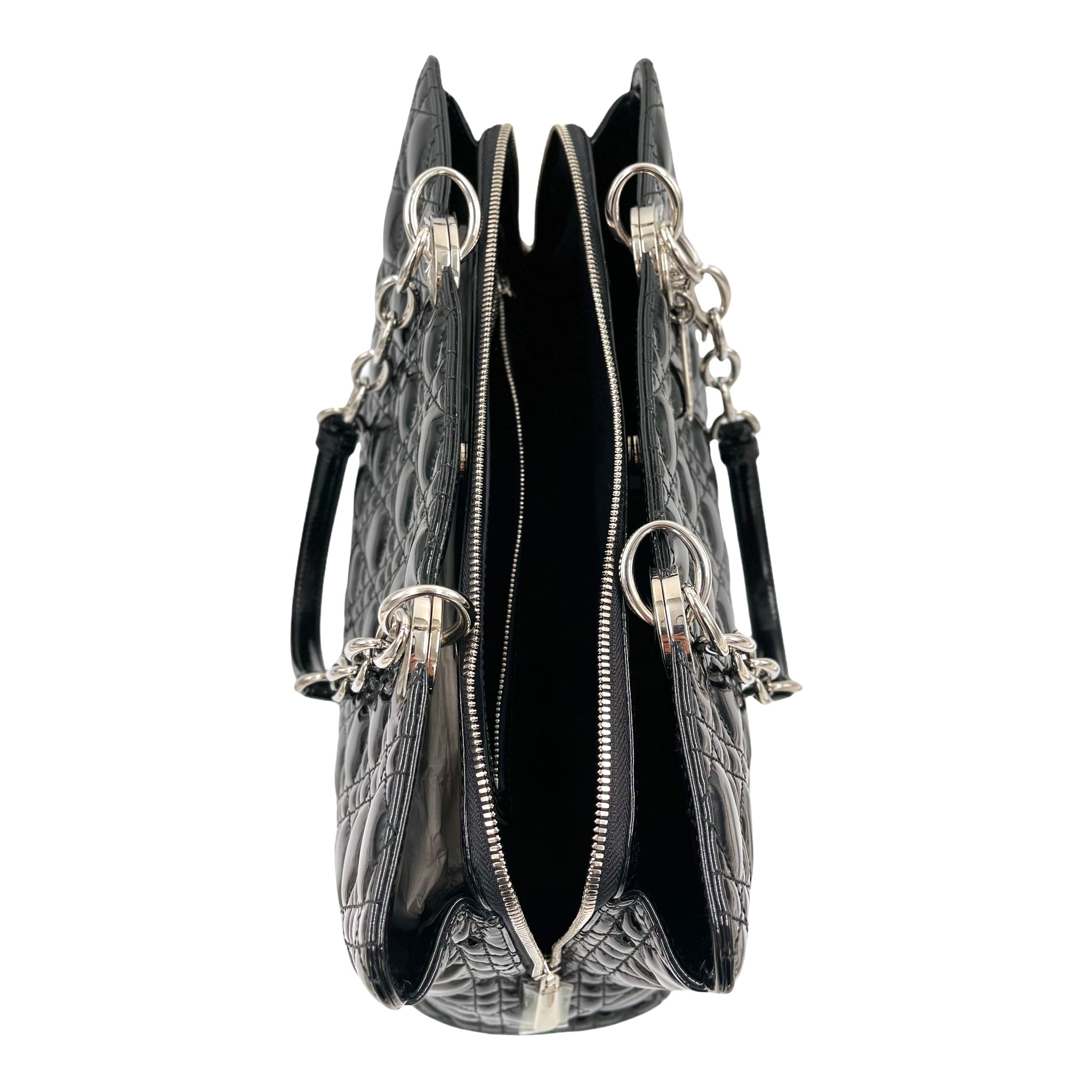 Christian Dior Patent Cannage Dior Soft Shopping Tote Bag