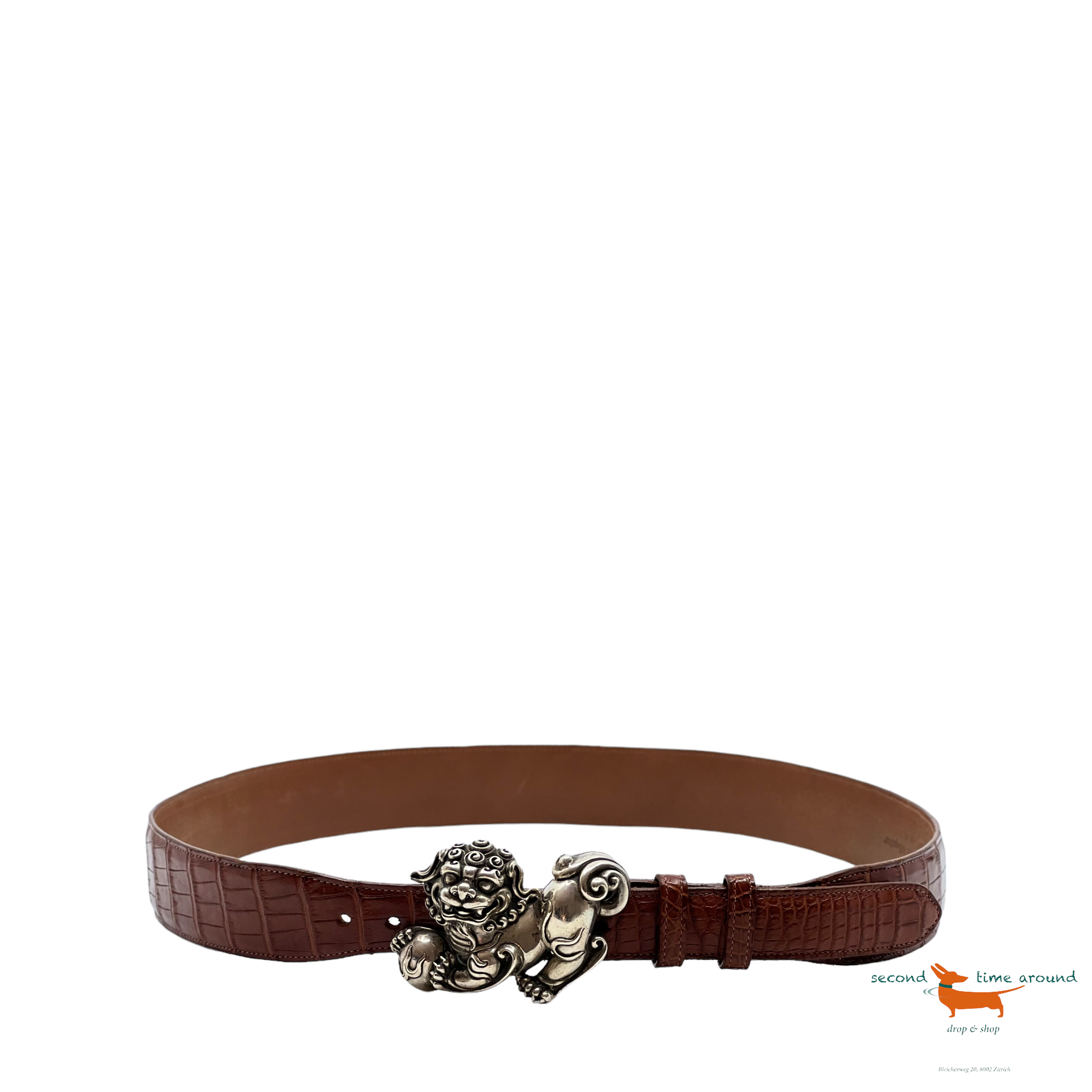 Barry Kieselstein Sterling Silver Buckle with Crocodile Belt