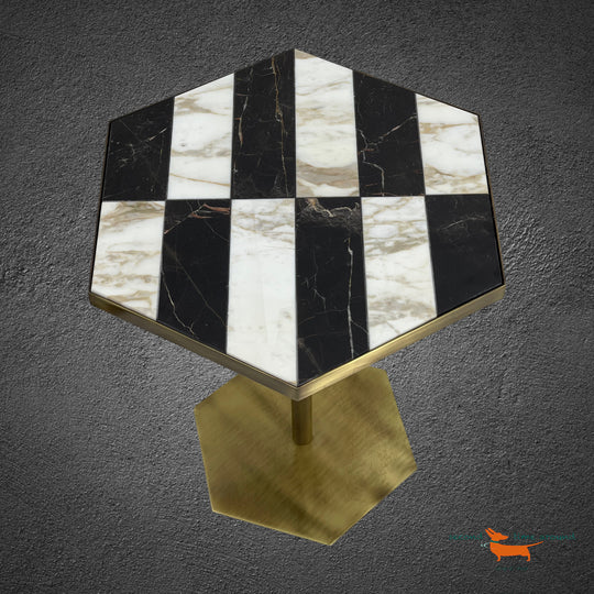 Marioni Ted Black and White Side Table