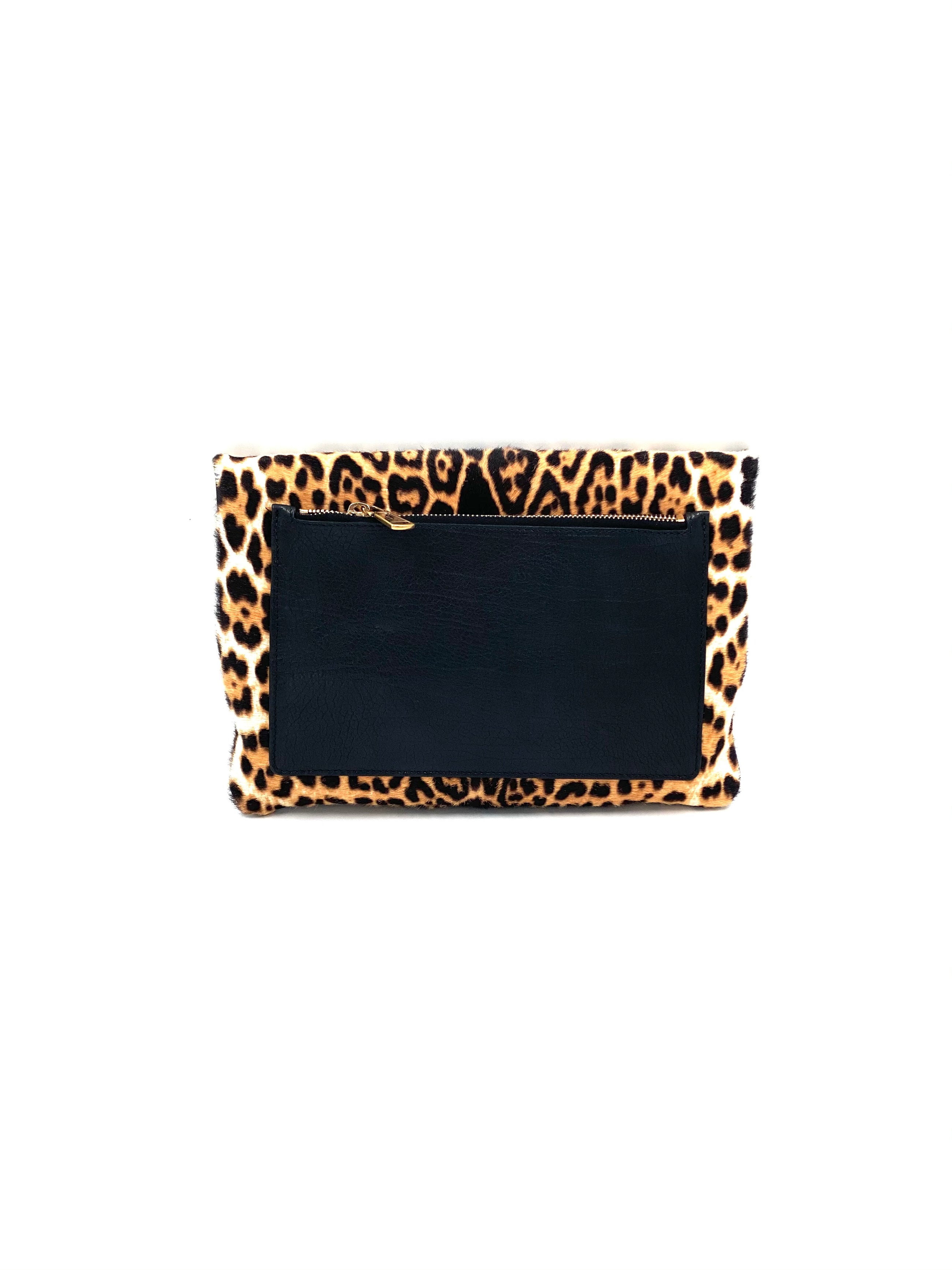 Yves Saint Laurent Animal-print calf hair clutch