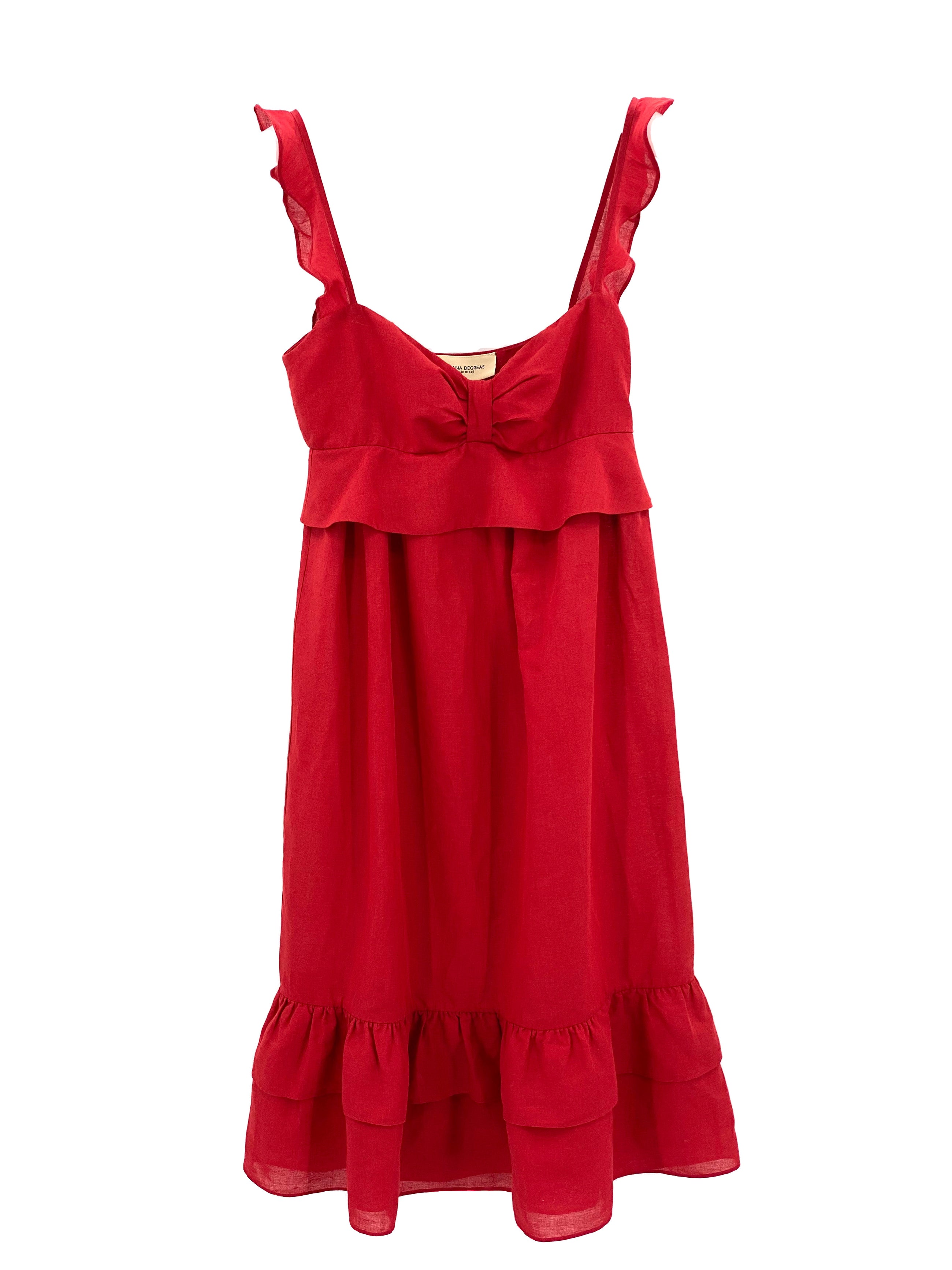 Adriana Degreas Flounced linen-blend midi dress