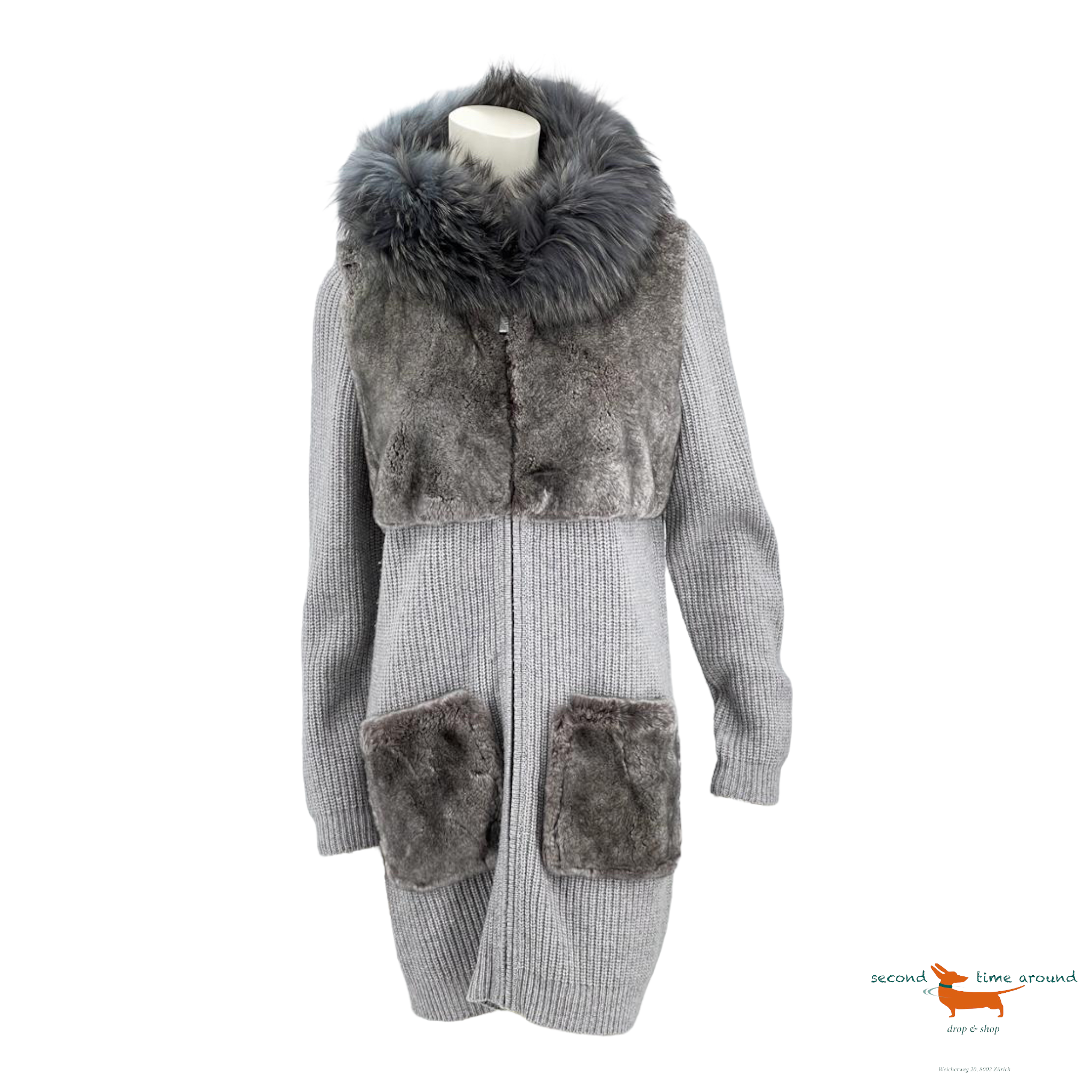 Max&Moi Knitted Coat with Fur