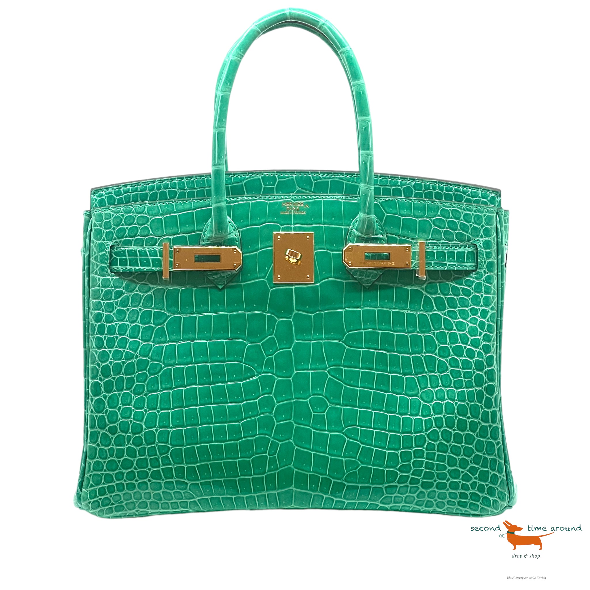 Hermes Birkin 30 Vert Jade Porosus Crocodile Limited Edition Bag