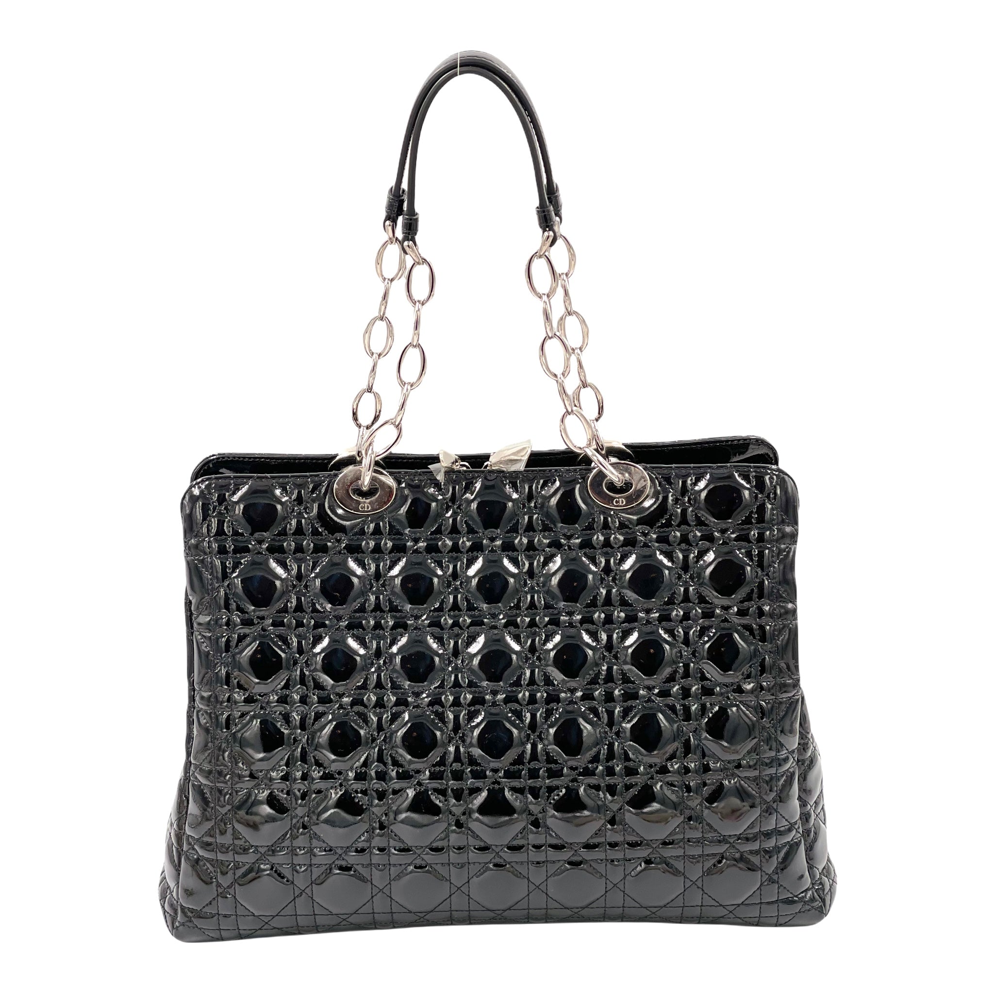 Christian Dior Patent Cannage Dior Soft Shopping Tote Bag