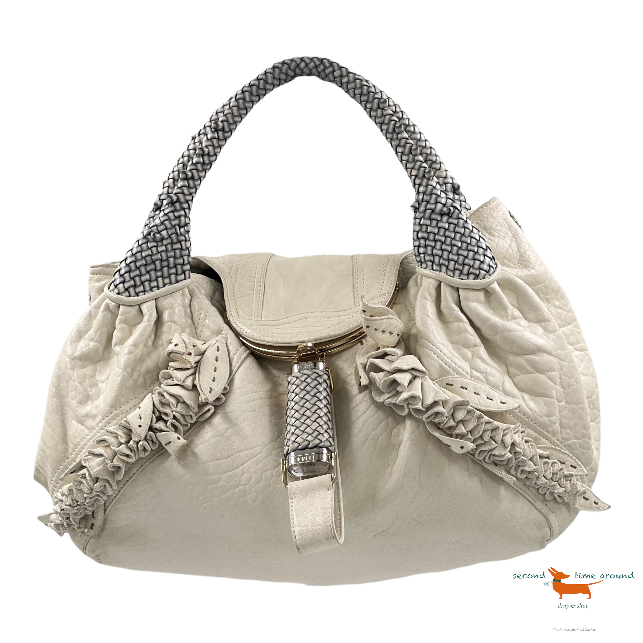Fendi White Nappa Leather Wisteria Spy Bag