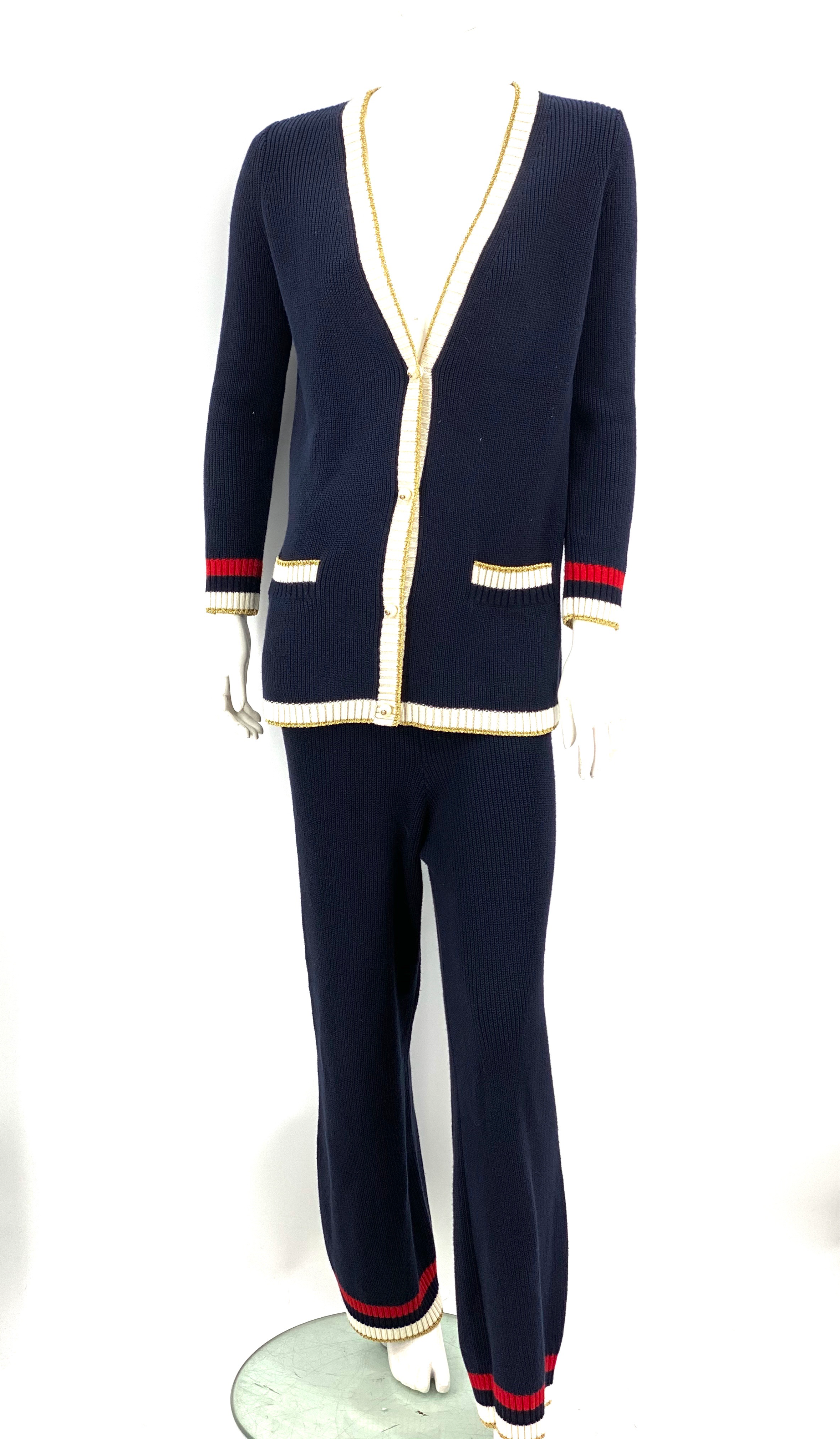 Gucci Strickhose mit geradem Bein aus einer Baumwollmischung mit Streifen