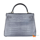 Hermes Kelly II Retourne 32 Gris Paris Crocodile Bag