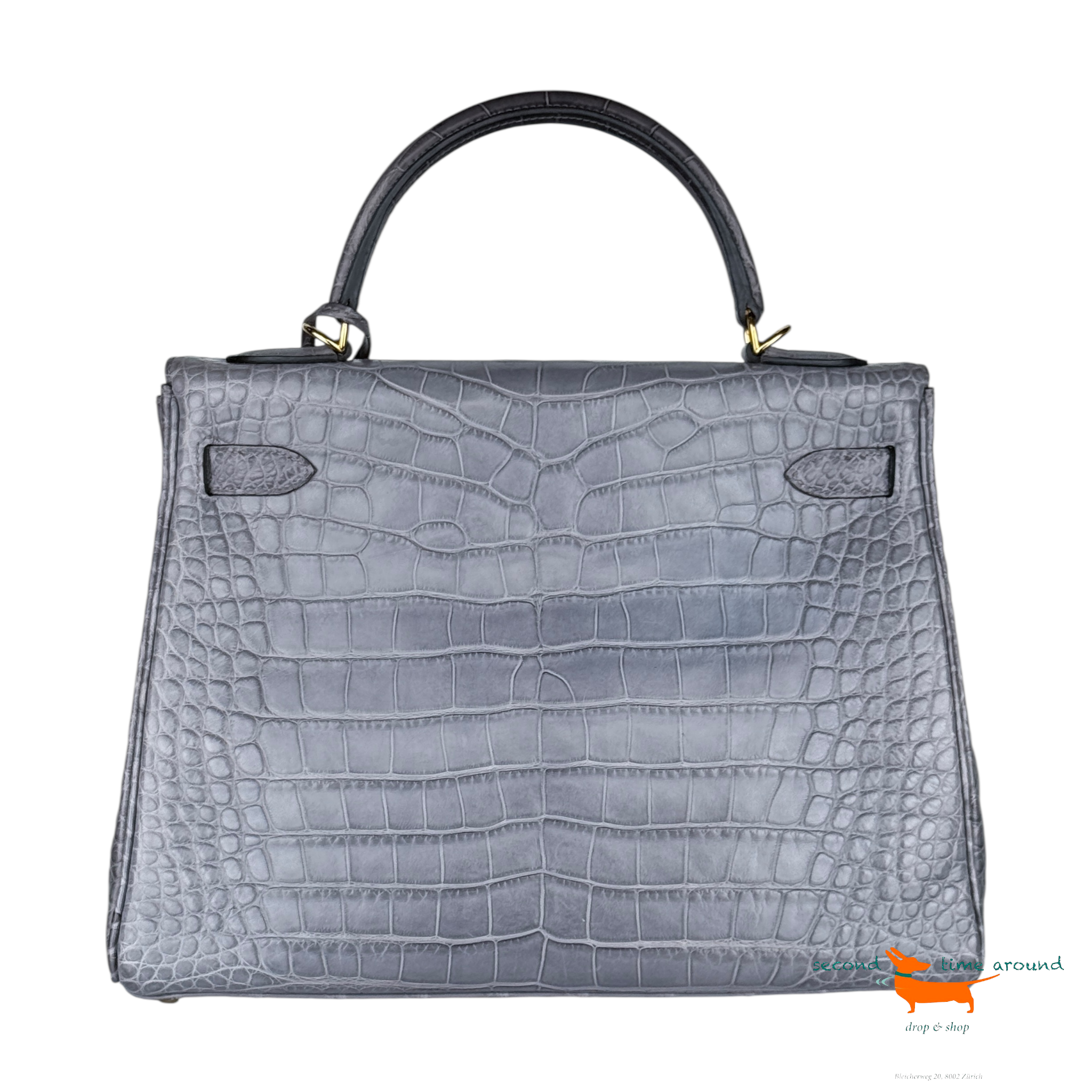 Hermes Kelly II Retourne 32 Gris Paris Crocodile Bag
