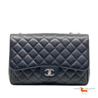 Chanel Classic Single Flap Jumbo Black Caviar Silver
